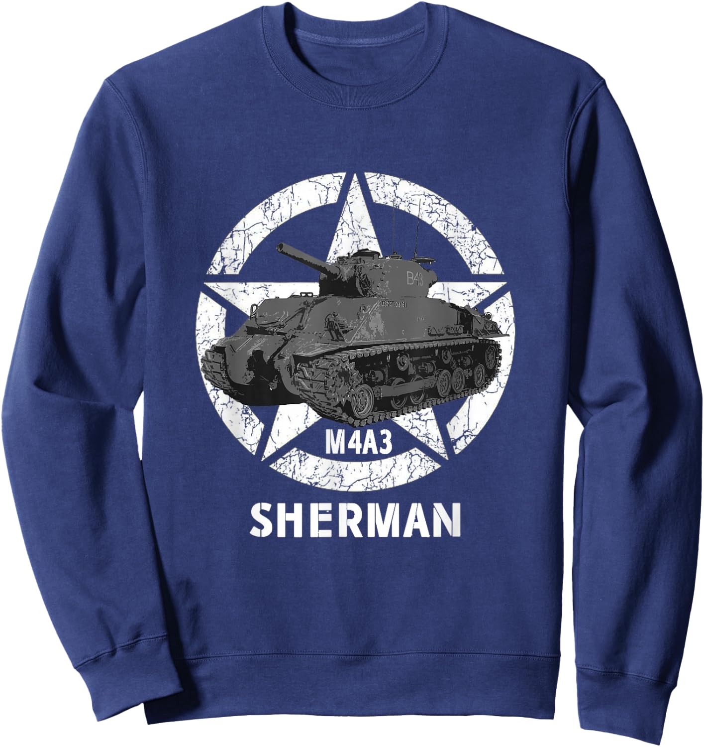 Sherman M4A3 WWII Army Tank History Vintage Sweatshirt - Sweatshirt | Navy