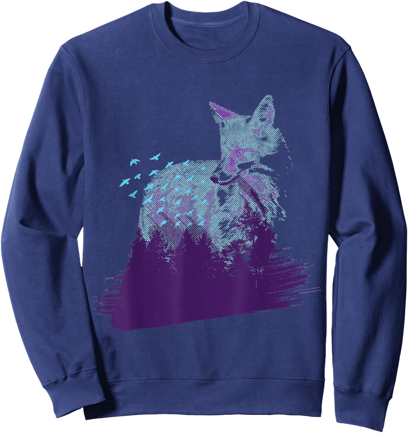 Arctic Fox Forest Landscape White Arctic Fox Lover Animal Sweatshirt - Sweatshirt | Navy