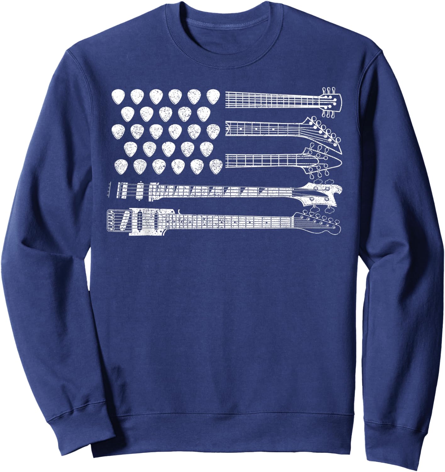 Lets Rock Rock n Roll Guitar Retro USA Flag Sweatshirt - Sweatshirt | Navy