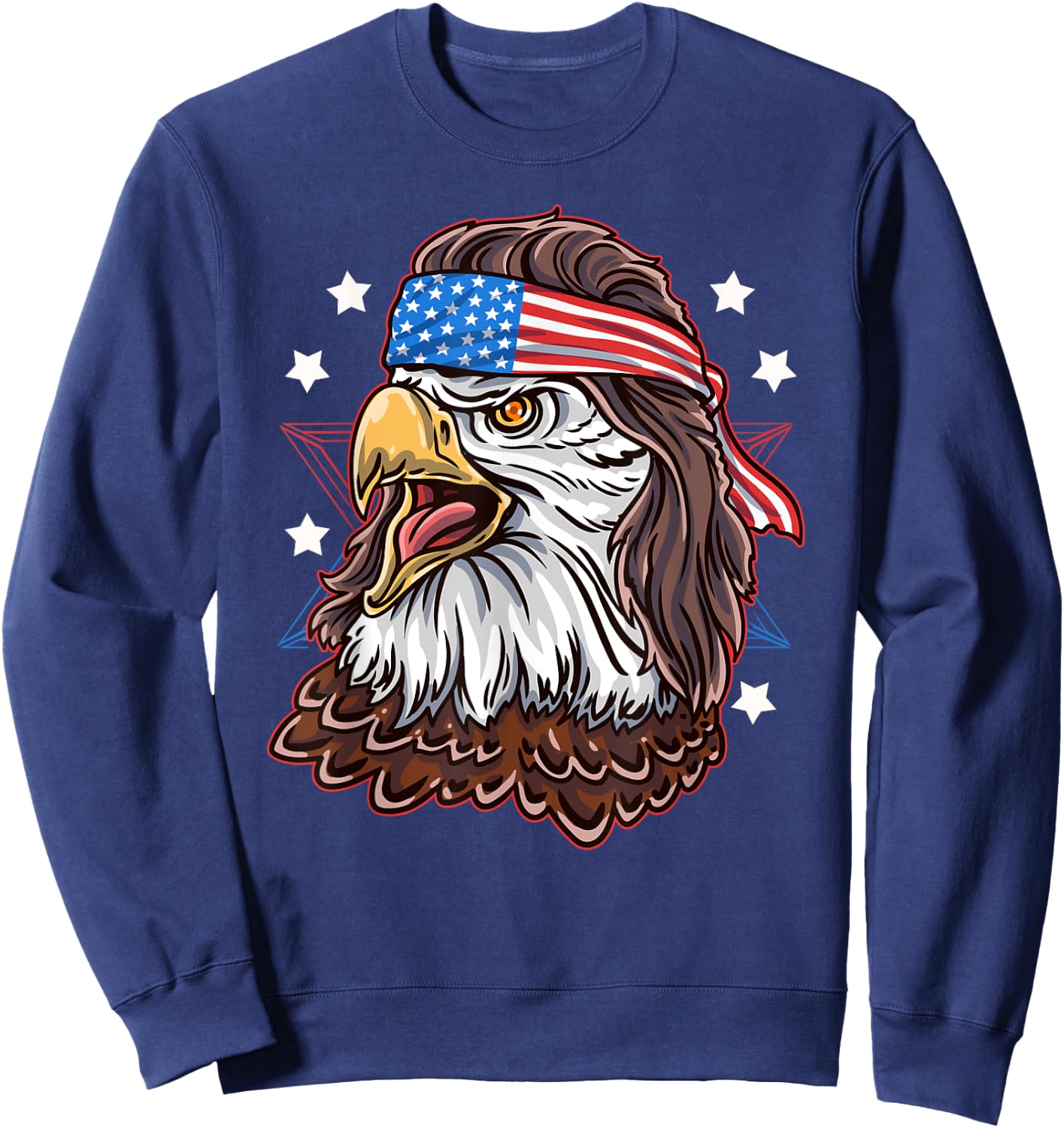 Funny Redneck 80s Patriotic Proud Mullet American Bald Eagle Women Men Sweatshirt - Sweatshirt | Navy