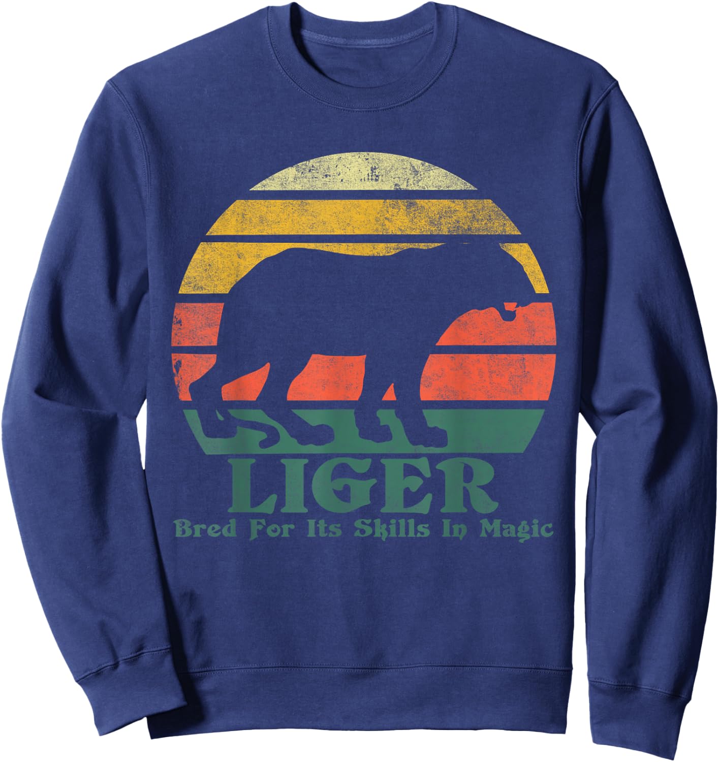 Retro Vintage Liger Tiger Lion Magic Beast Graphic Sweatshirt - Sweatshirt | Navy