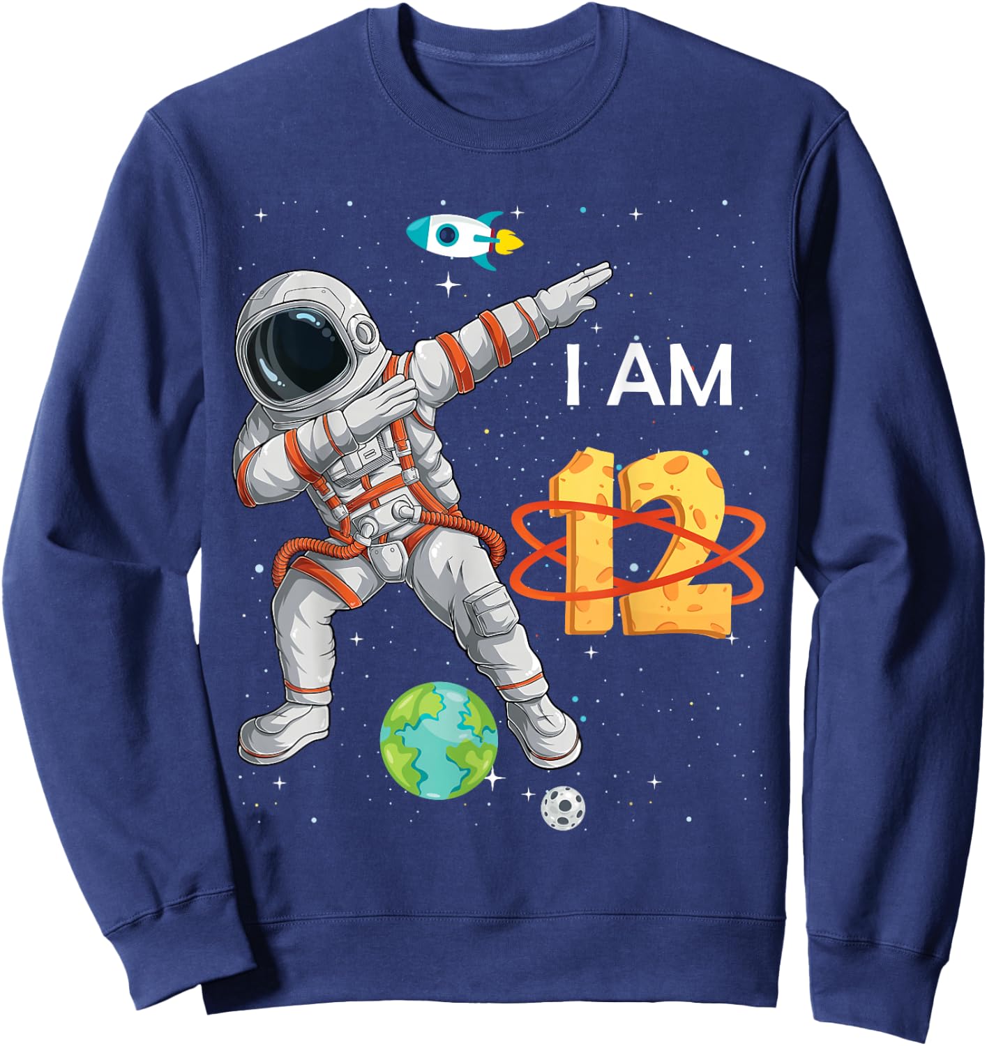12 Years Old Birthday Boy Astronaut Space 12th B-Day Sweatshirt - Sweatshirt | Navy
