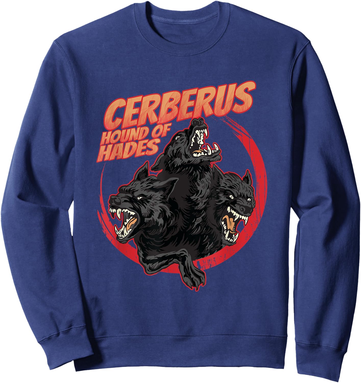 Retro 80s Cerberus Hellhound Greek Mythology Hound of Hades Sweatshirt - Sweatshirt | Navy