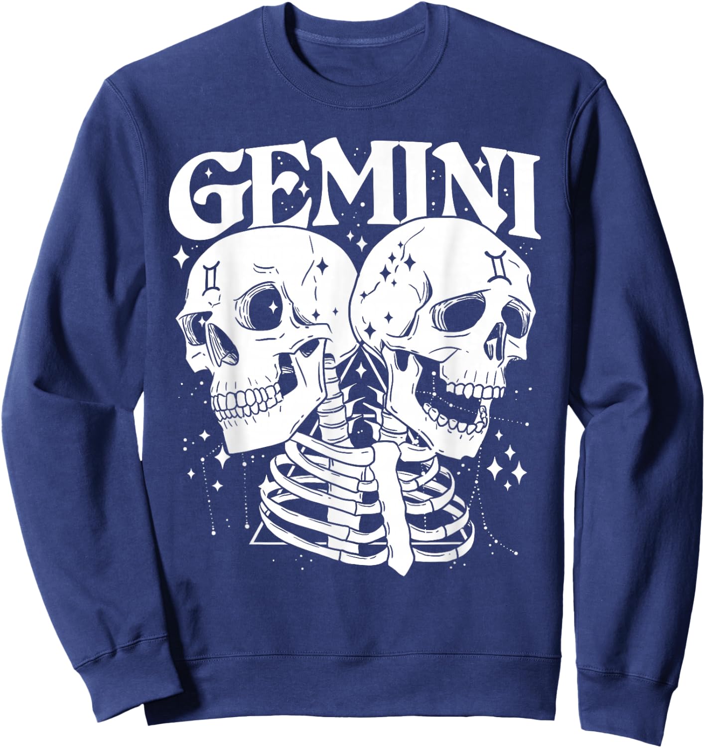 GEMINI Faery Crystal Witch Shirt Skull constellation Sweatshirt - Sweatshirt | Navy