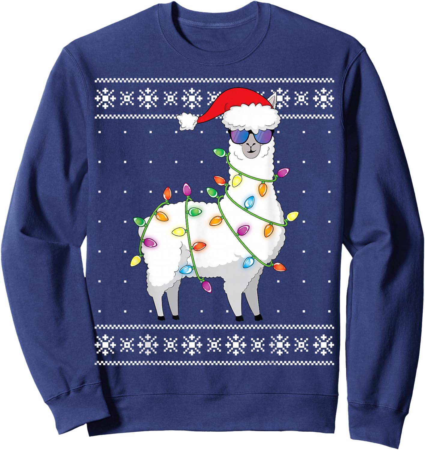 Alpaca Christmas Tree Funny Ugly Christmas Sweater Sweatshirt - Sweatshirt | Navy