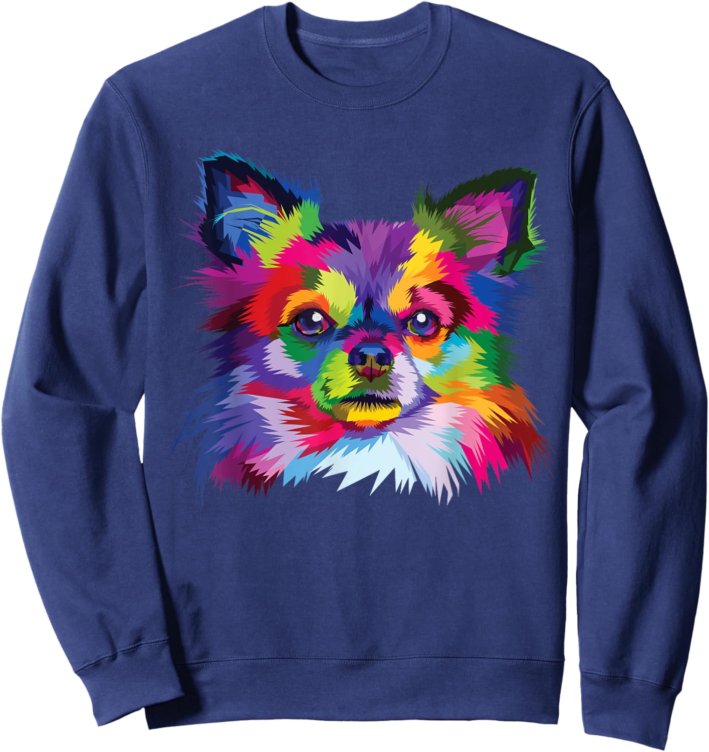 Cute Rainbow Chihuahua Vibrant Canine Colorful Puppy Dog Sweatshirt - Sweatshirt | Navy