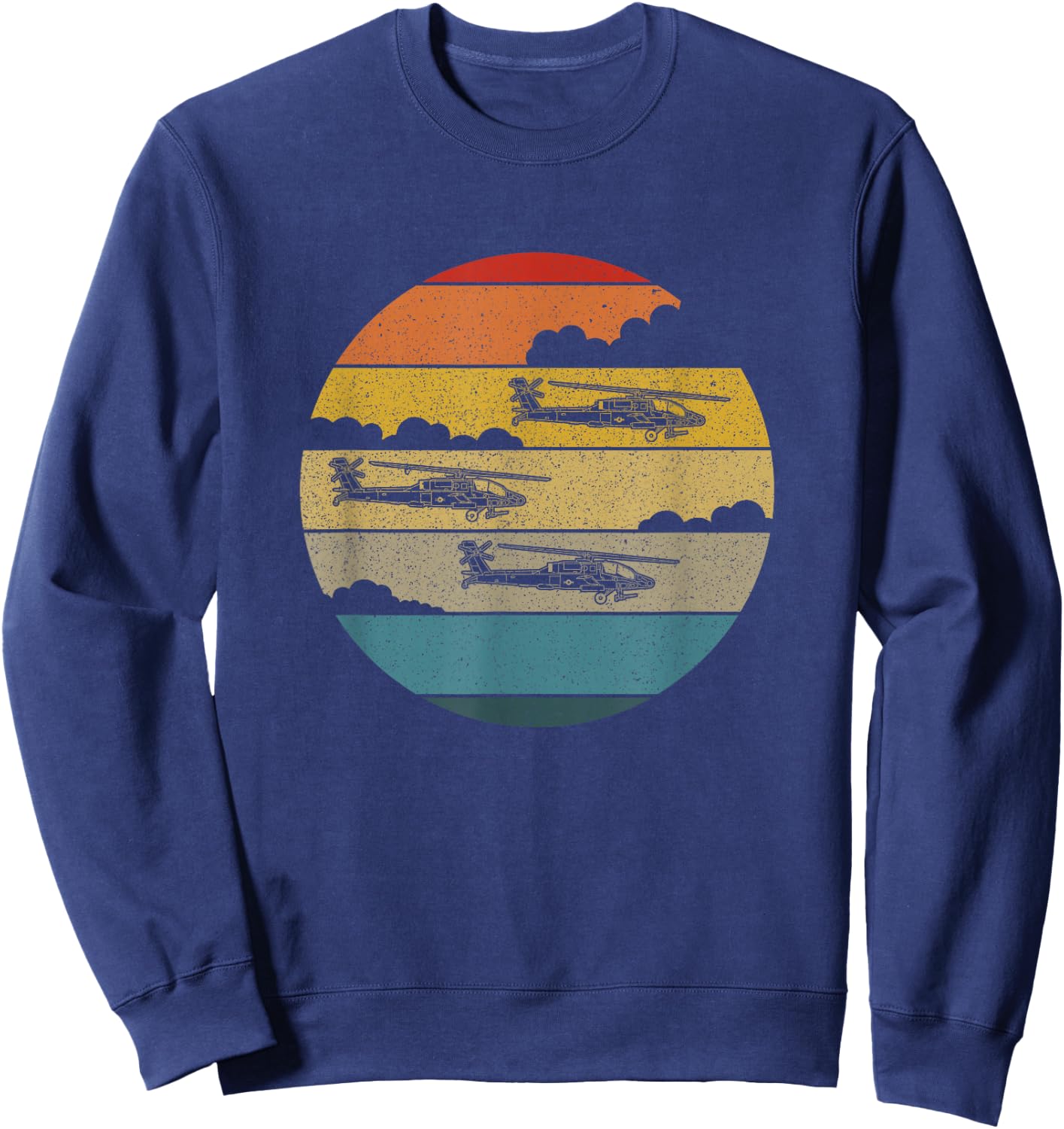 AH64 Apache Retro Helicopter Flying AH-64 Apache Sweatshirt - Sweatshirt | Navy