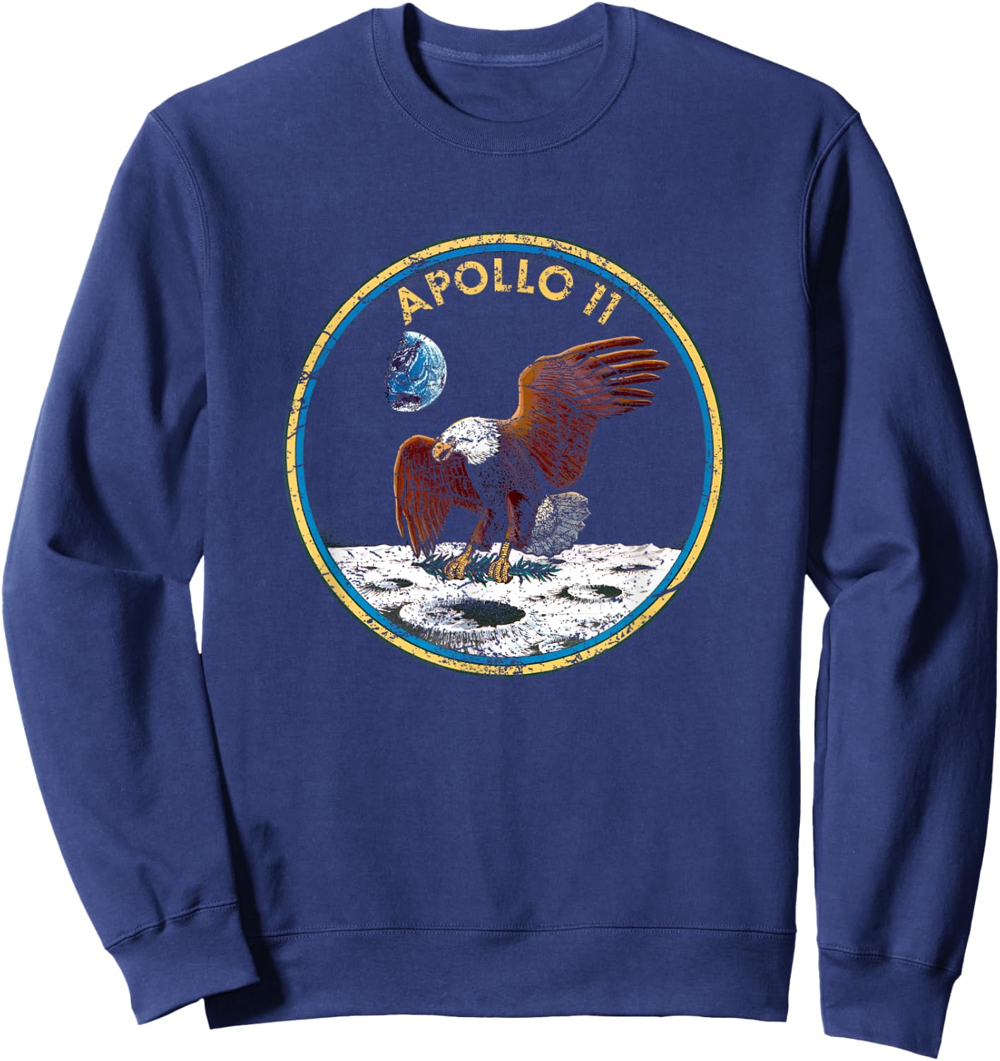 NASA Apollo 11 Mission Badge Distressed Sweatshirt - Sweatshirt | Navy