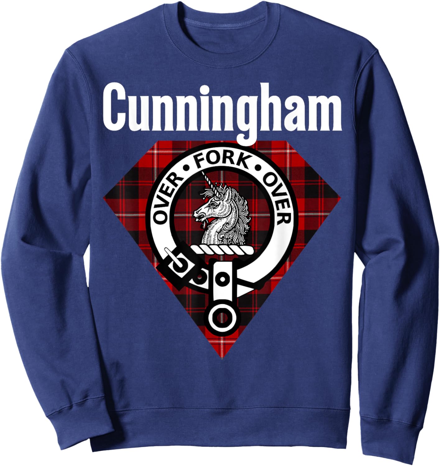 HighlandFour Women's Scottish Tartan - Black, Small - Classic Fit, Short Sleeve Sweatshirt - Sweatshirt | Navy