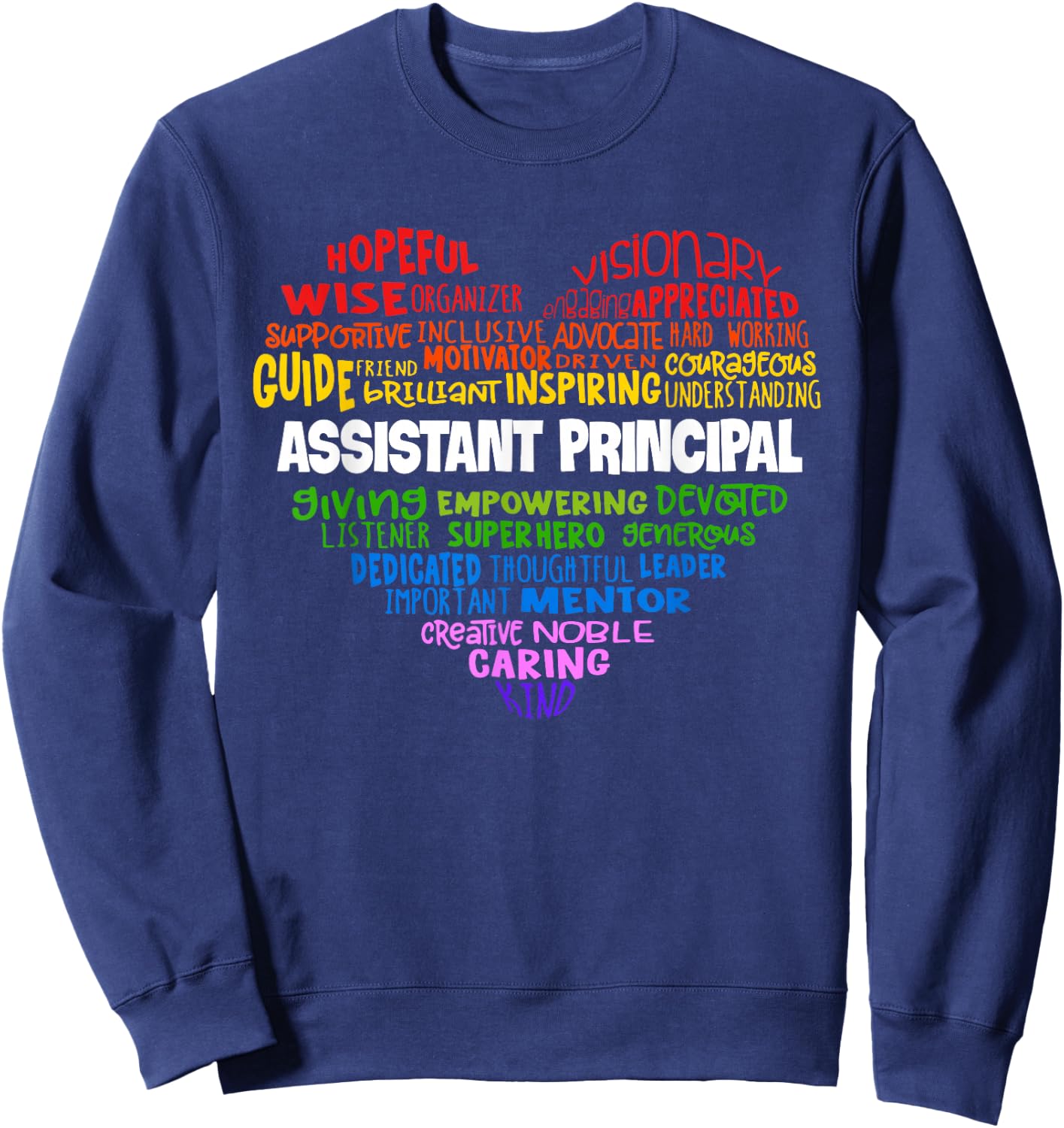 Assistant Principal Cute Heart Shirt Back to School Sweatshirt - Sweatshirt | Navy