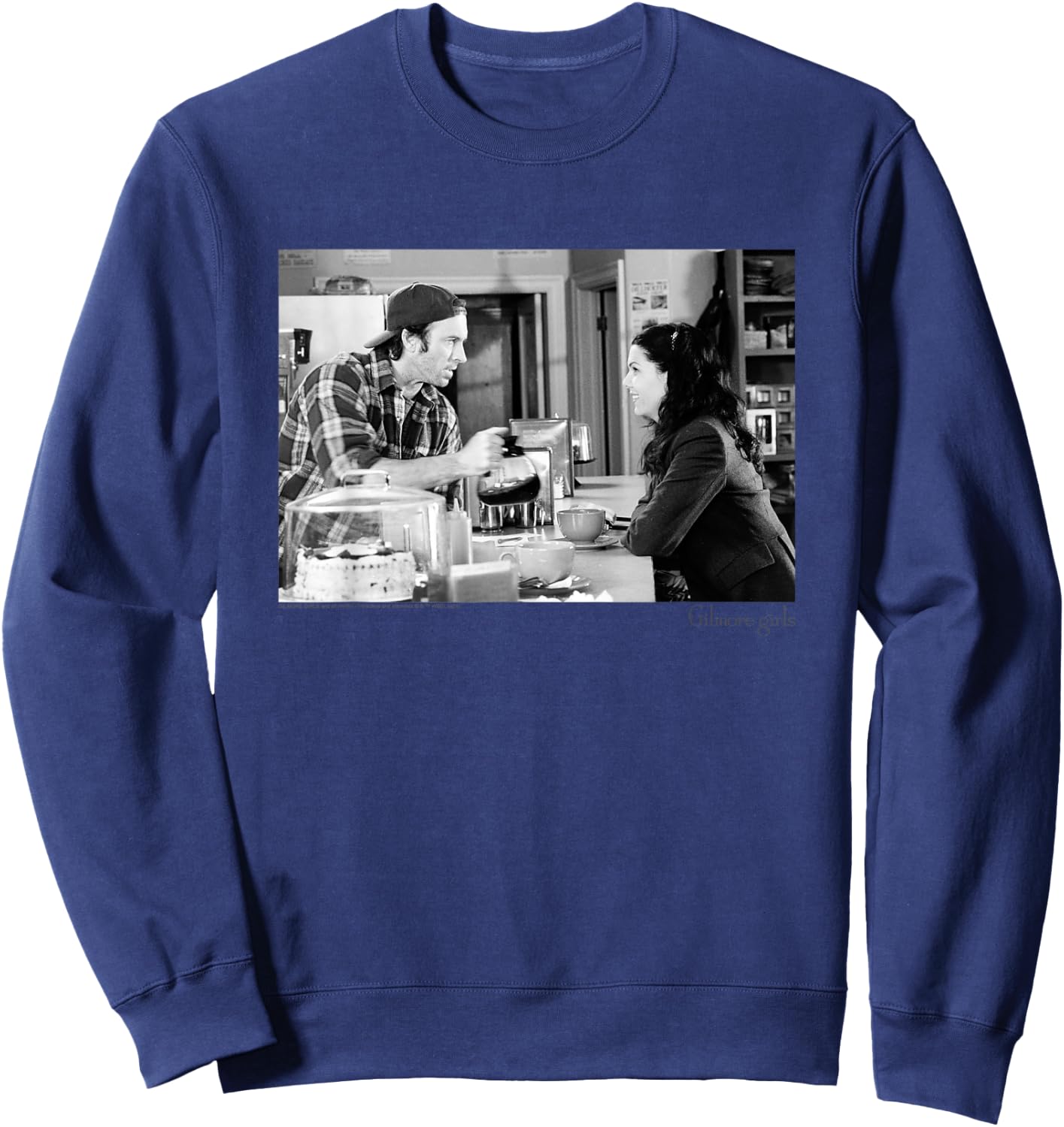 Gilmore Girls Luke Serving Coffee Black & White TV Show Sweatshirt - Sweatshirt | Navy