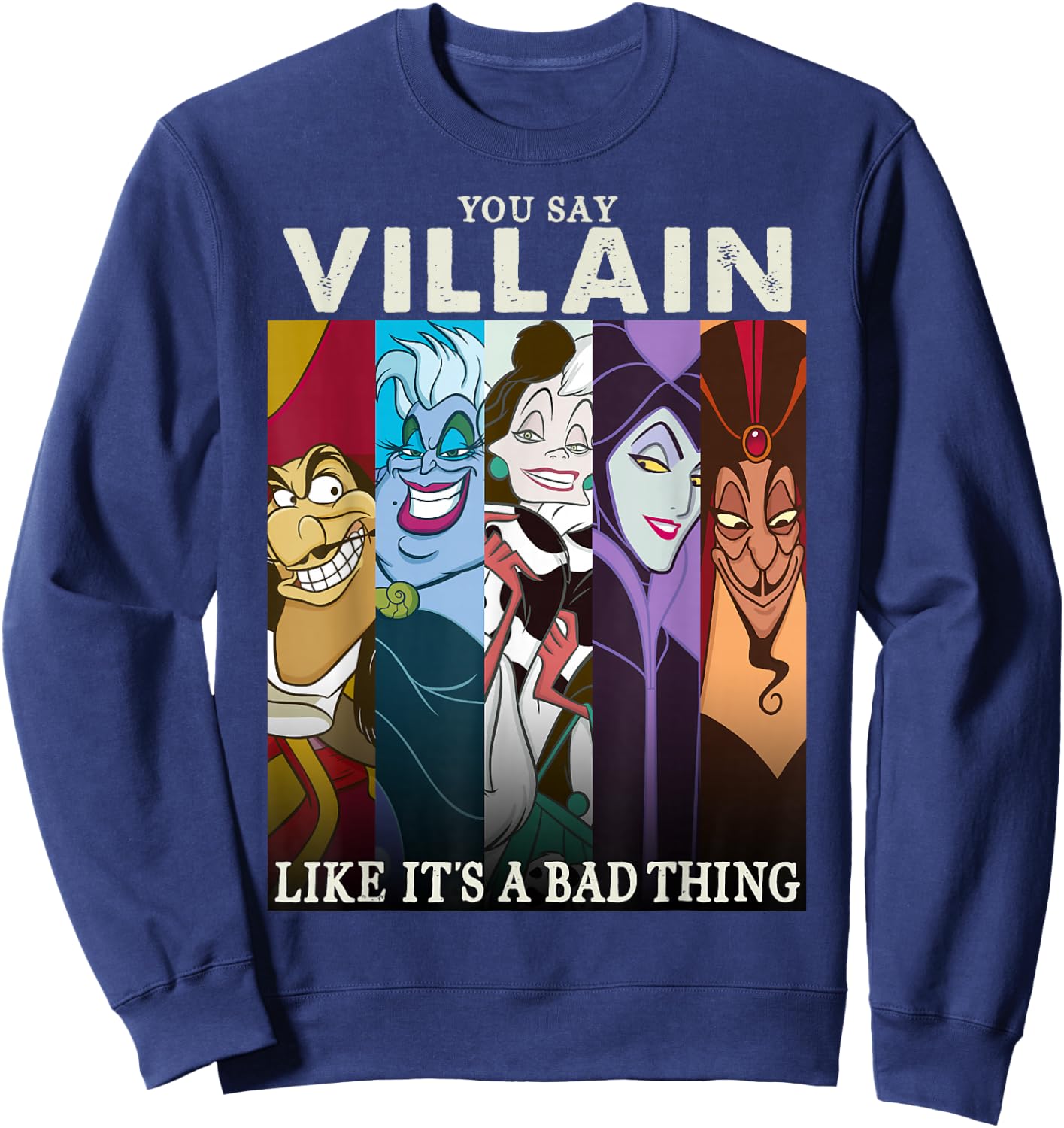 Disney Villains Colorful Group Shot Humor Graphic Sweatshirt - Sweatshirt | Navy