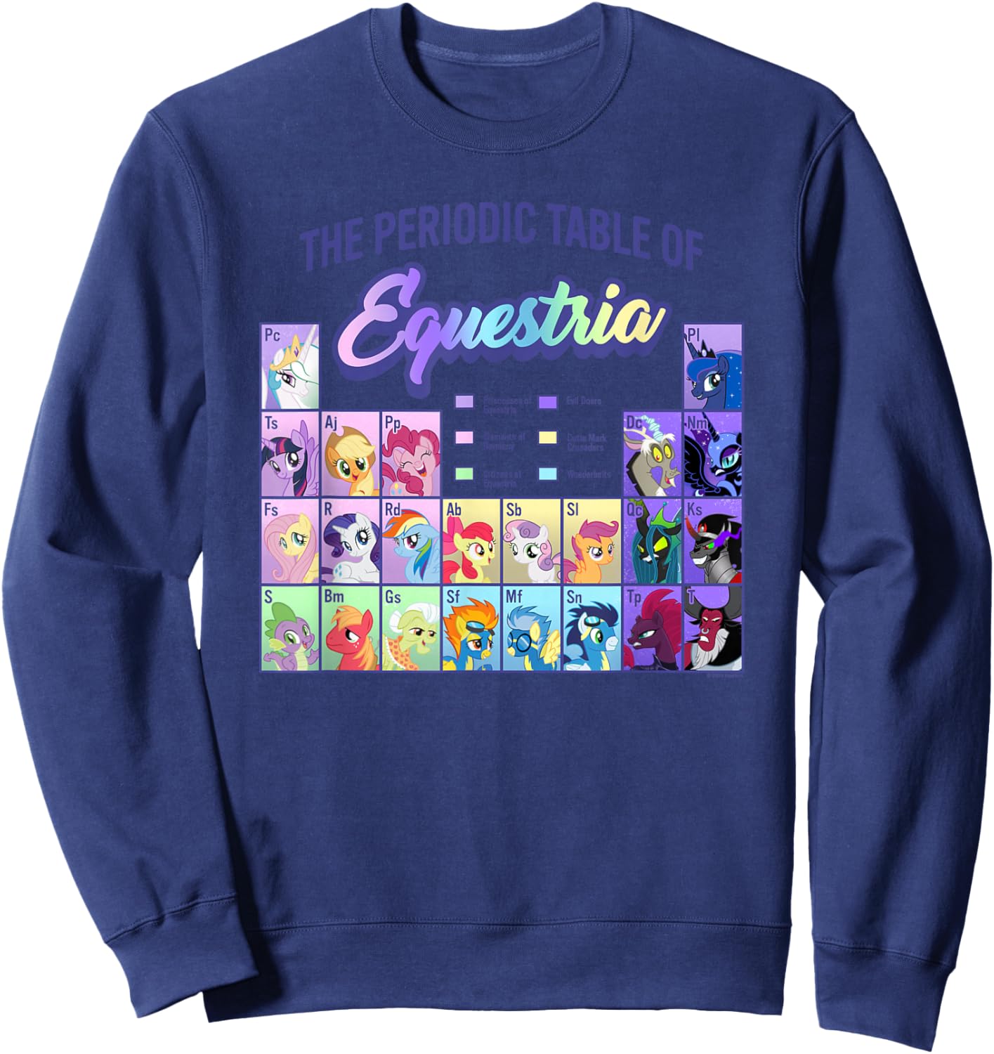 My Little Pony Group Shot Periodic Table of Equestria Small Sweatshirt - Sweatshirt | Navy