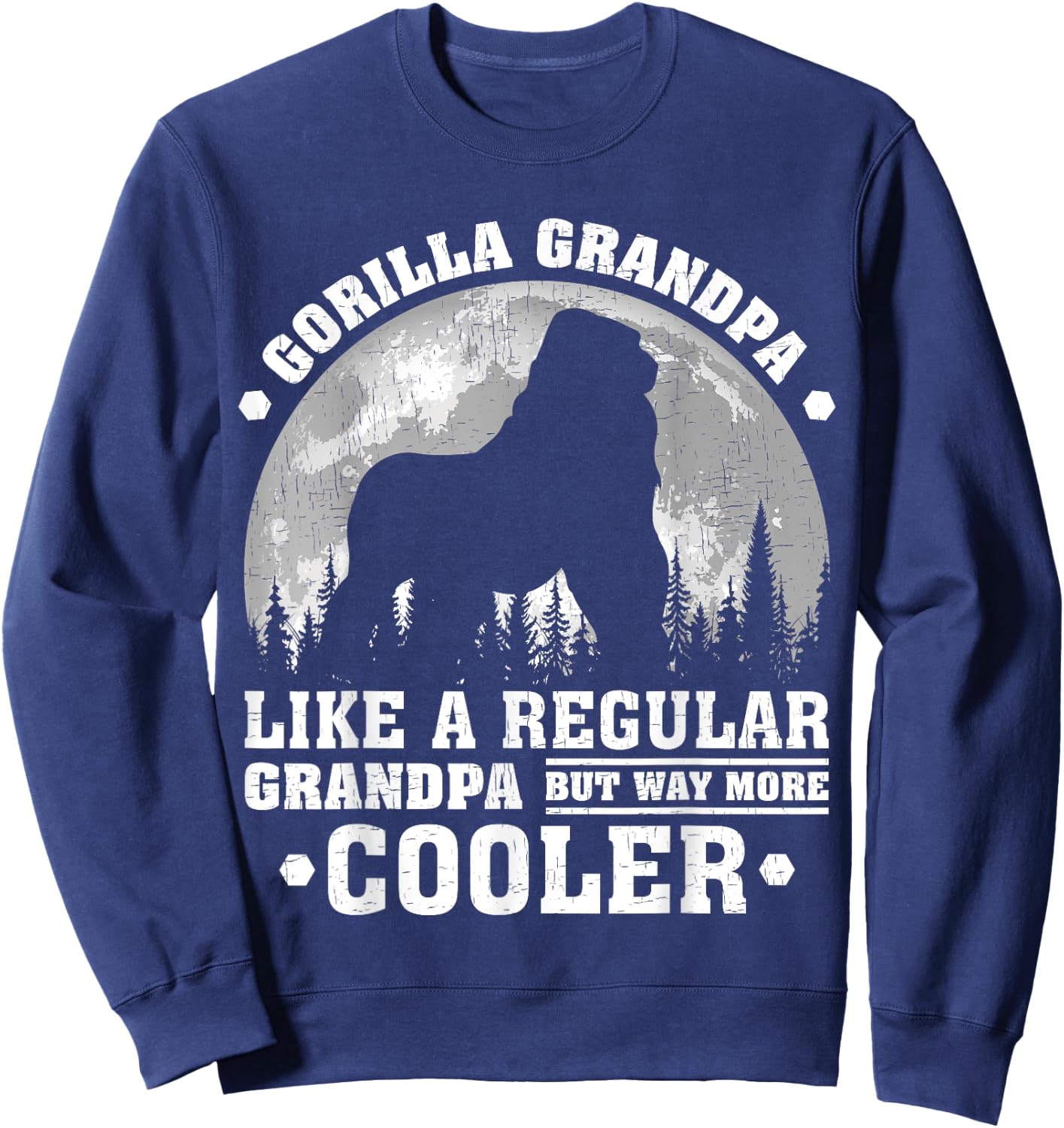 Gorilla Grandpa Funny Moon Vintage Gorilla Father's Day Sweatshirt - Sweatshirt | Navy