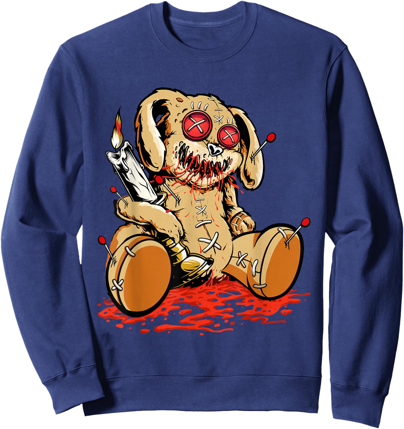 Cute Voodoo Teddy Bear Dolls Scary Acupuncture Creepy Sweatshirt - Sweatshirt | Navy