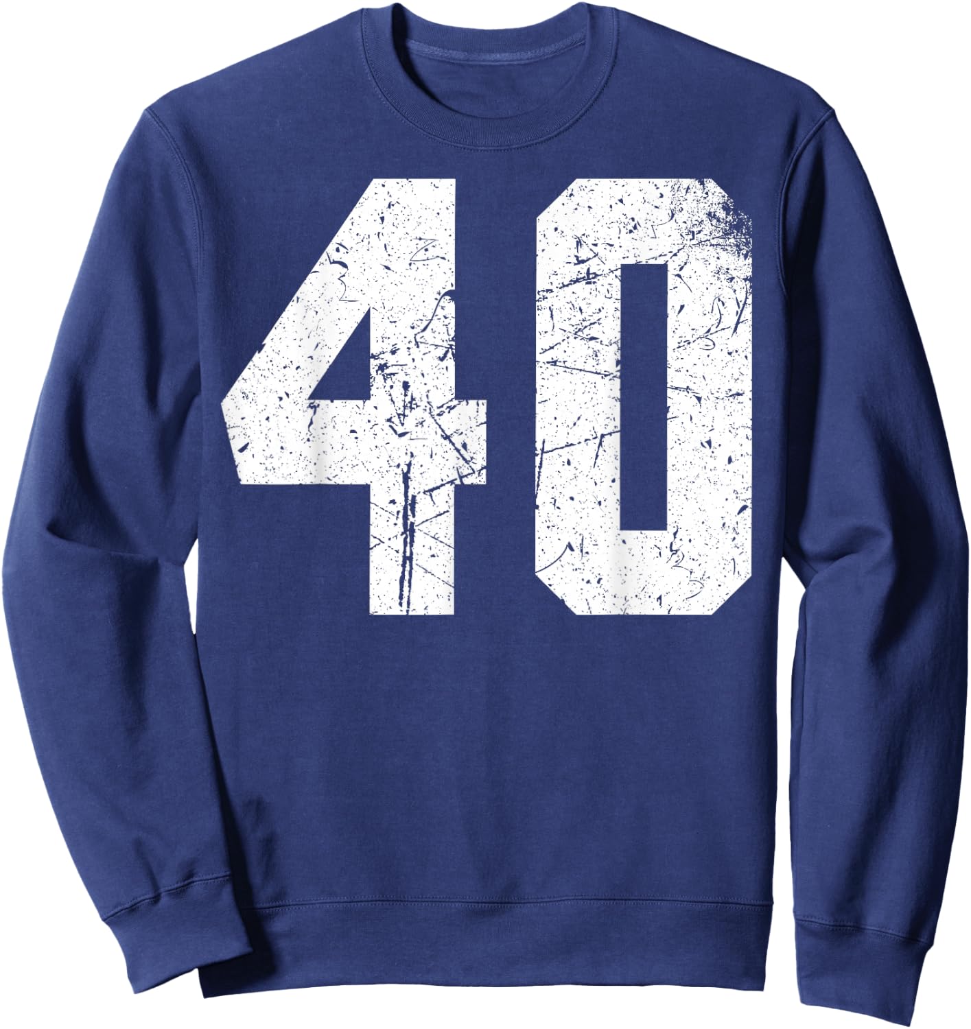Number #40 White Vintage Varsity Number Sweatshirt - Sweatshirt | Navy