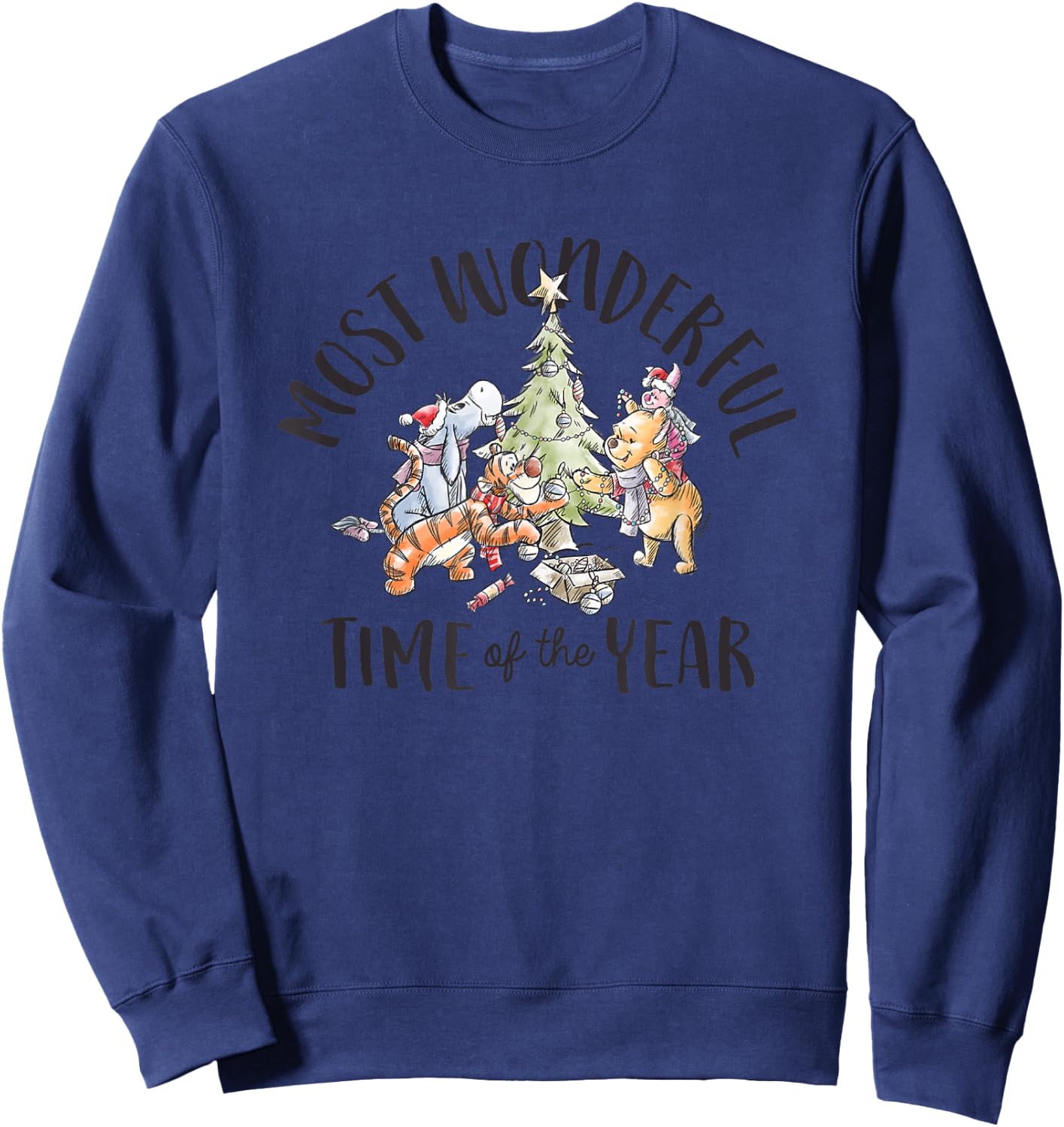 Winnie The Pooh - Holiday Most Wonderful Time of The Year Sweatshirt - Sweatshirt | Navy