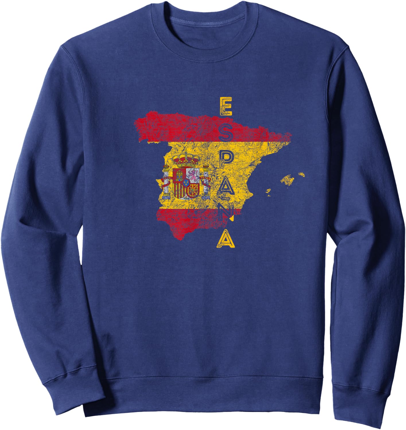 Spanish Map and Flag Souvenir - Distressed Espana Sweatshirt - Sweatshirt | Navy