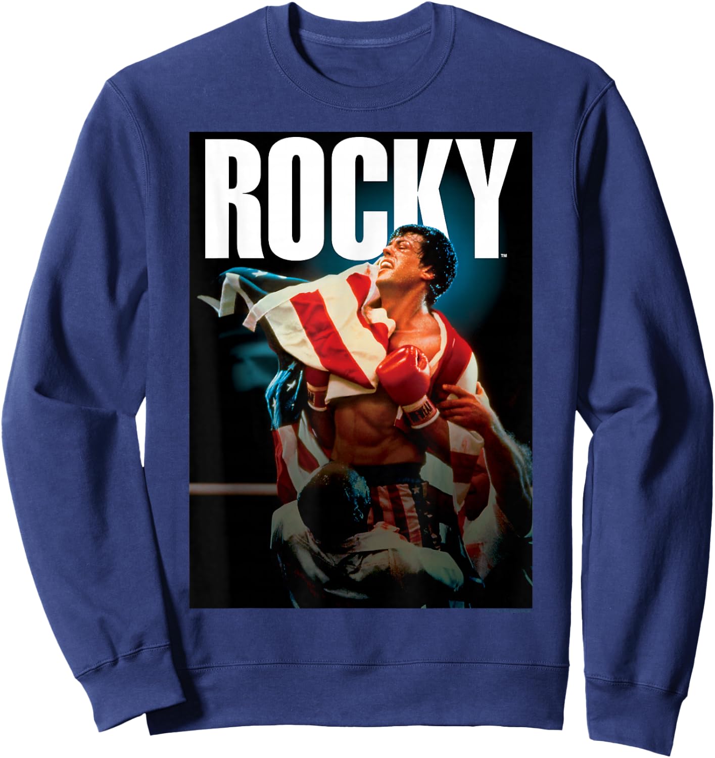 Rocky IV American Flag Portrait Small Sweatshirt - Sweatshirt | Navy