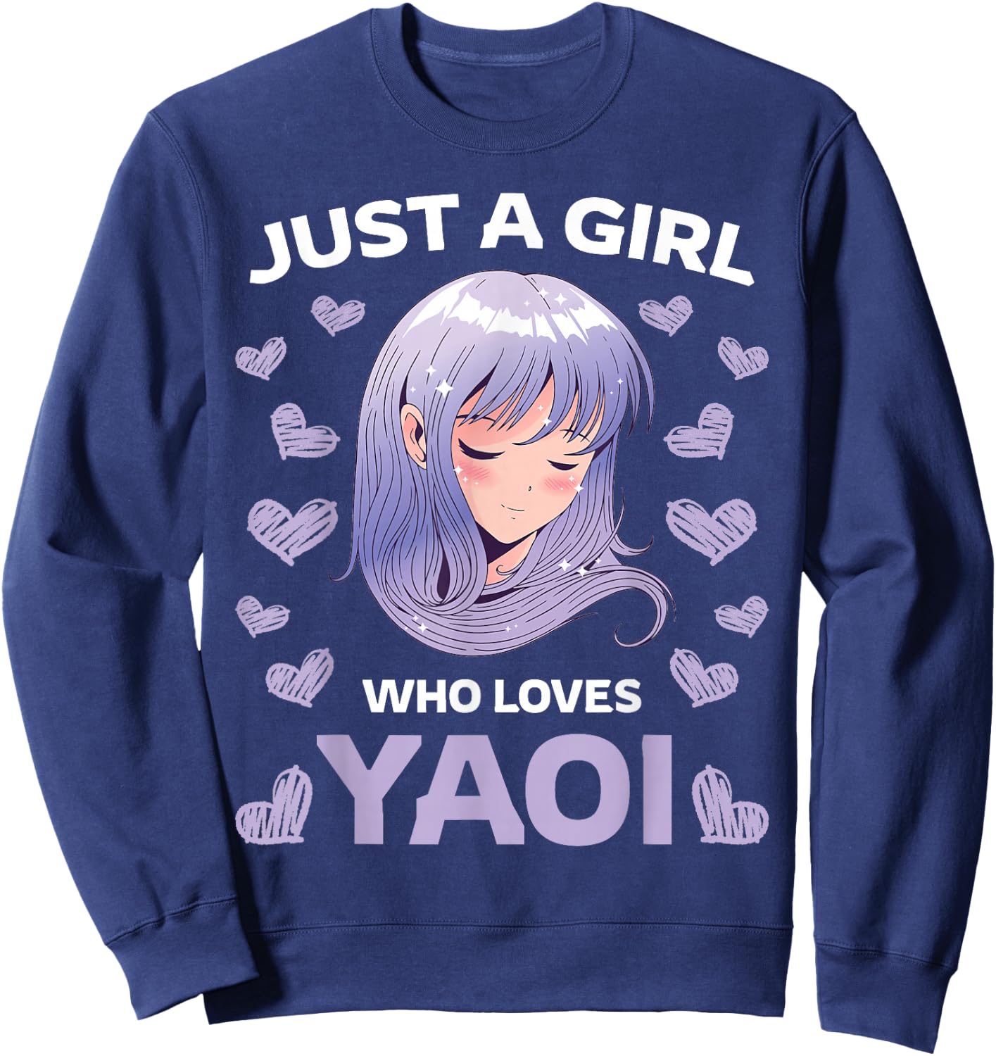 Just A Girl Who Loves Yaoi Manga BL Gay Anime Manga Fujoshi Sweatshirt - Sweatshirt | Navy