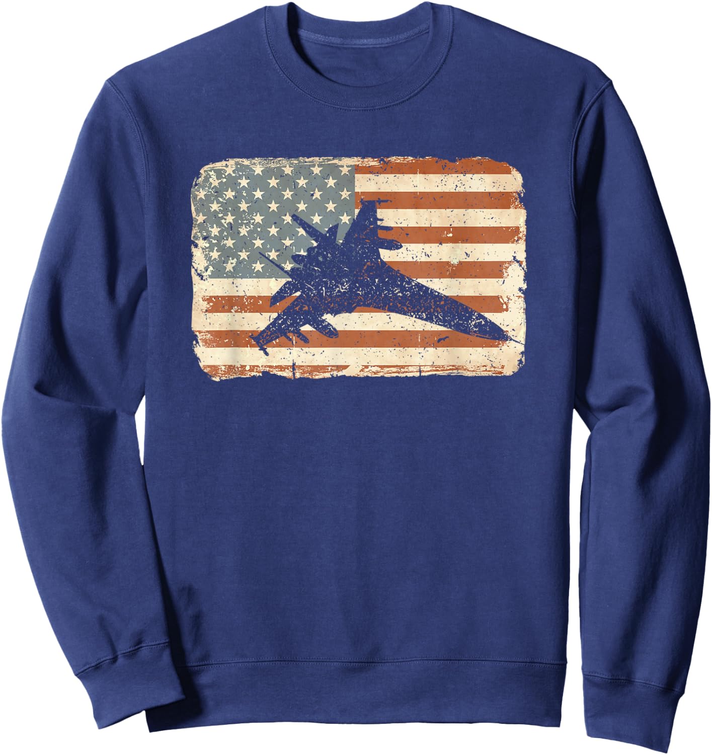 Jet airplane American Flag patriotic vintage plane shirt Kids Men Sweatshirt - Sweatshirt | Navy
