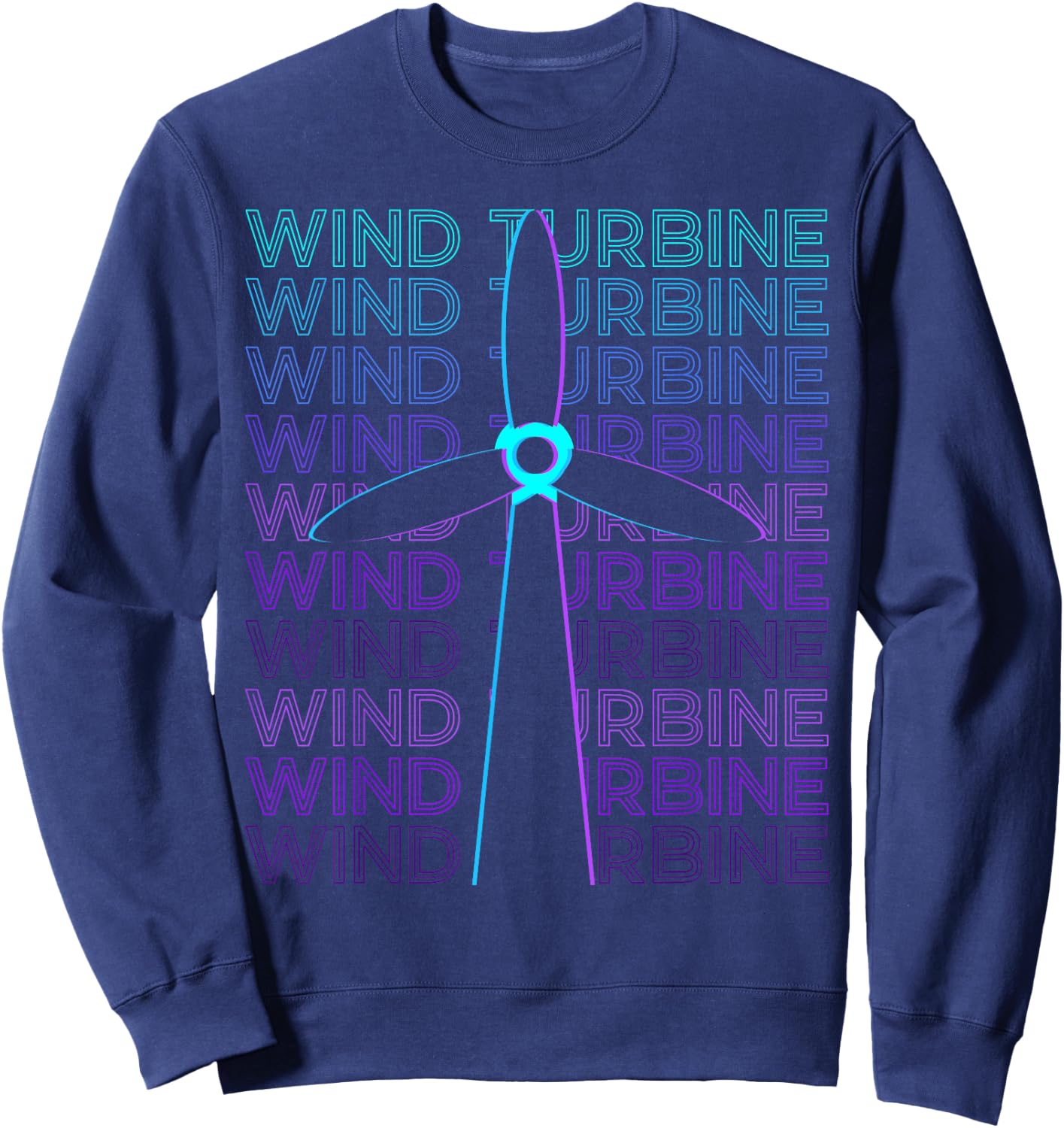 Wind Turbine Gifts -Adults, -Kids Retro-Modern Black Short Sleeve Sweatshirt - Sweatshirt | Navy