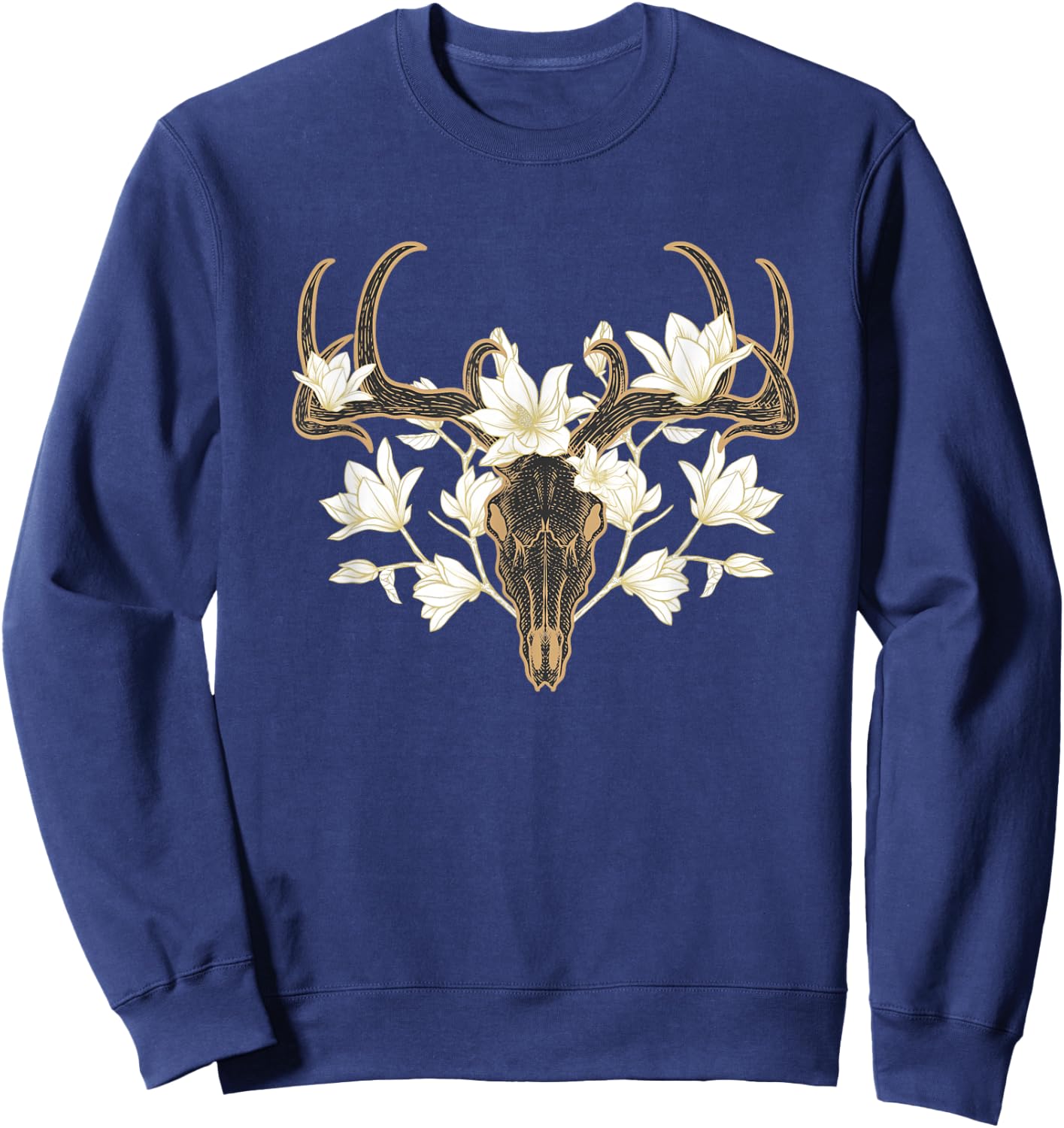 Flowered Deer Skull Howard Marsh Sweatshirt - Sweatshirt | Navy