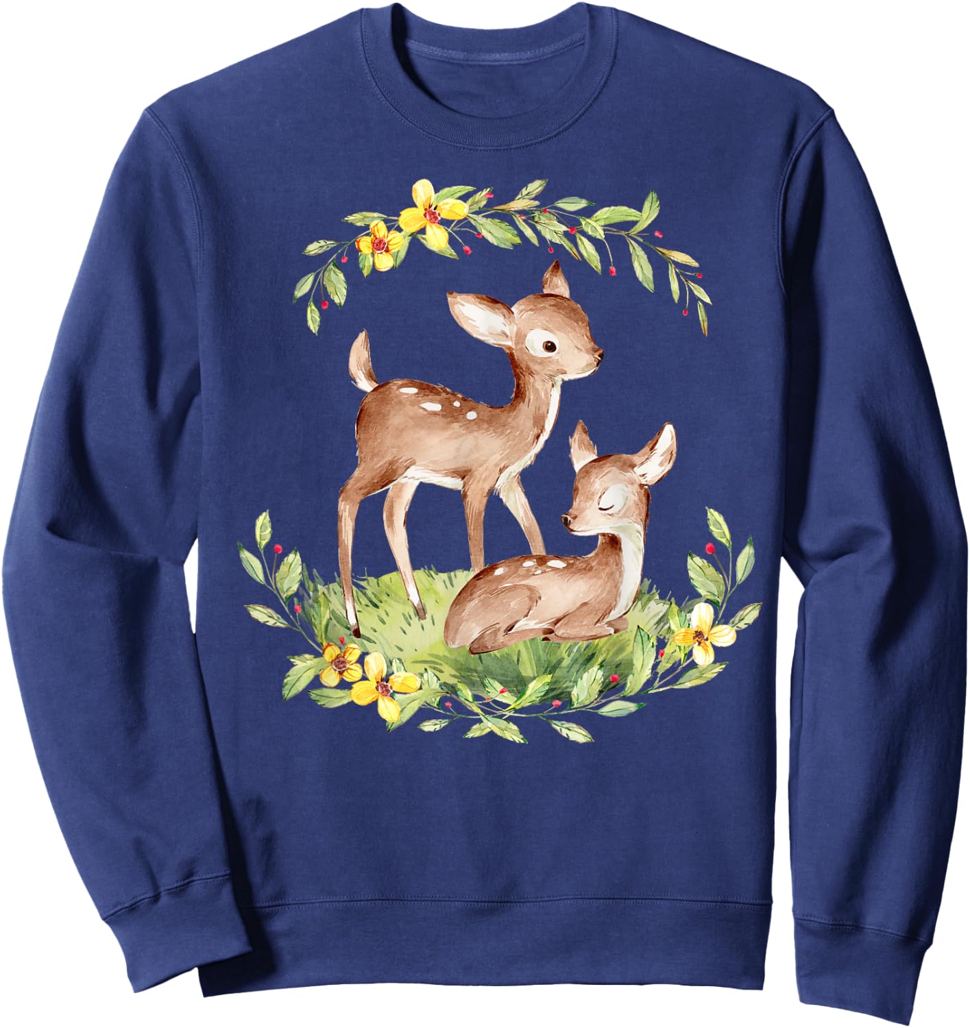 Cute Baby Deer Fawn Natural Deers Baby Animal Sweatshirt - Sweatshirt | Navy