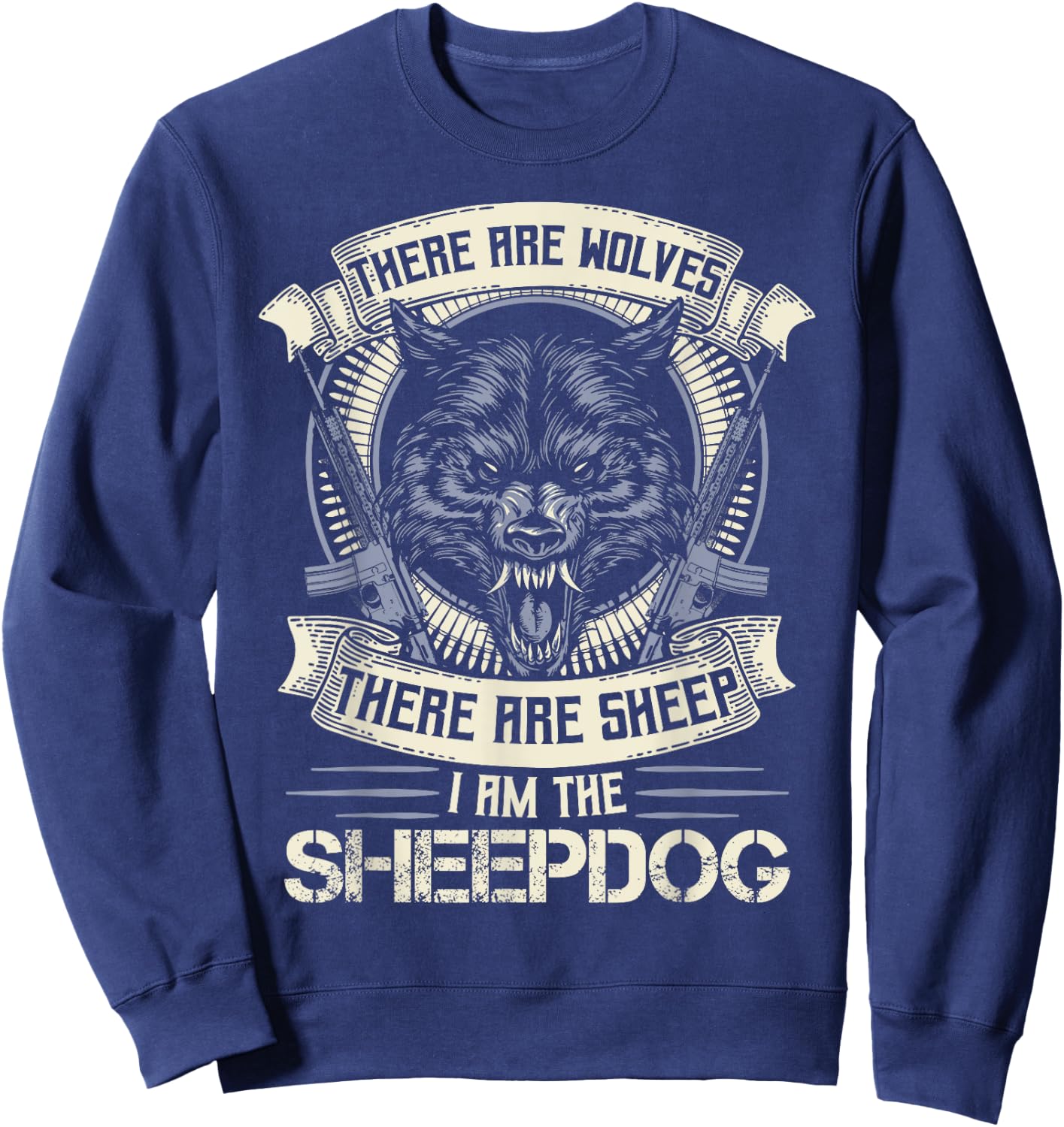 Wolf Biker Shirt Motorcycle I Am The Sheepdog Police Sweatshirt - Sweatshirt | Navy