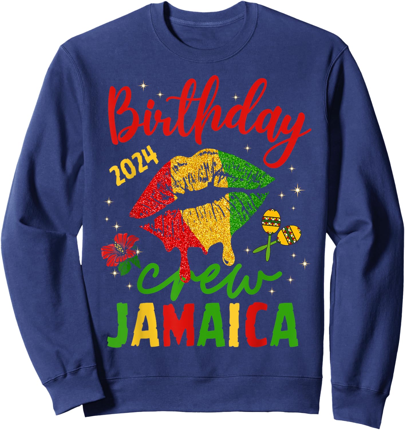 Women Birthday Queen Jamaica Girls Trip 2024 Party Matching Sweatshirt - Sweatshirt | Navy