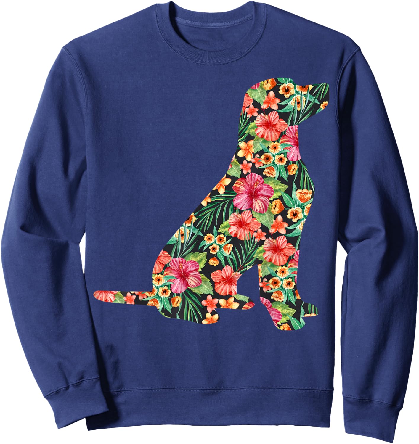 Labrador Flower Funny Dog Silhouette Floral Gifts Women Men Sweatshirt - Sweatshirt | Navy