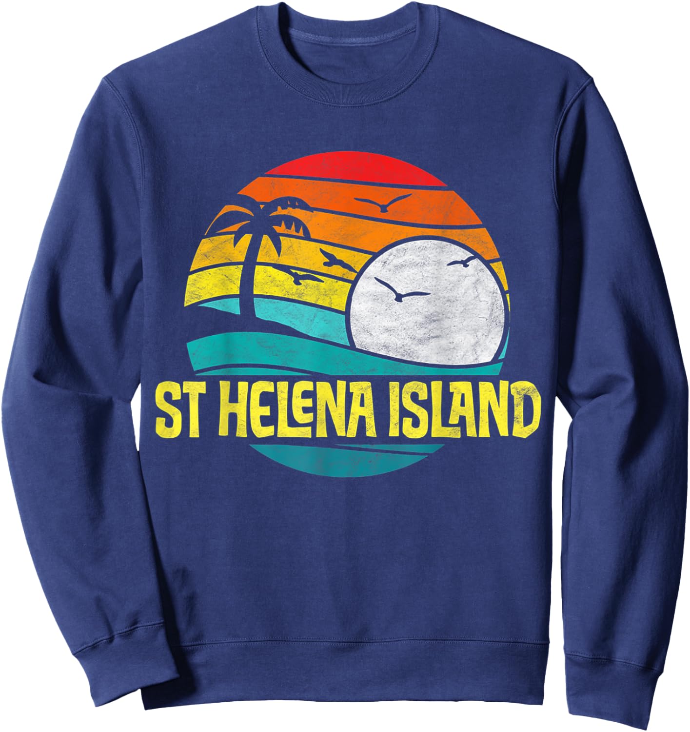 Retro St Helena Island Beach Sun & Surf Eighties Graphic Sweatshirt - Sweatshirt | Navy