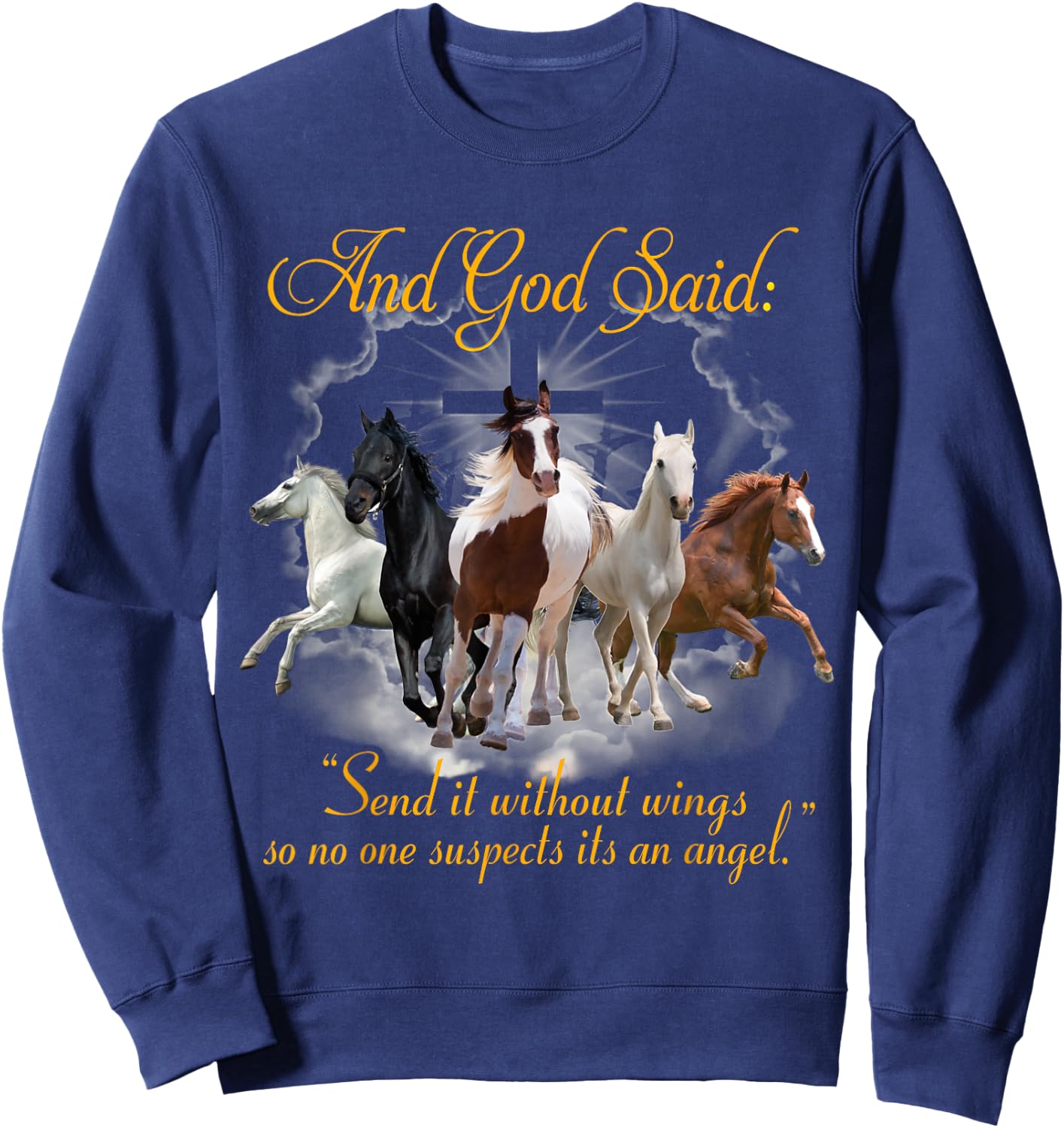 Horse Send It Without Wing Sweatshirt - Sweatshirt | Navy