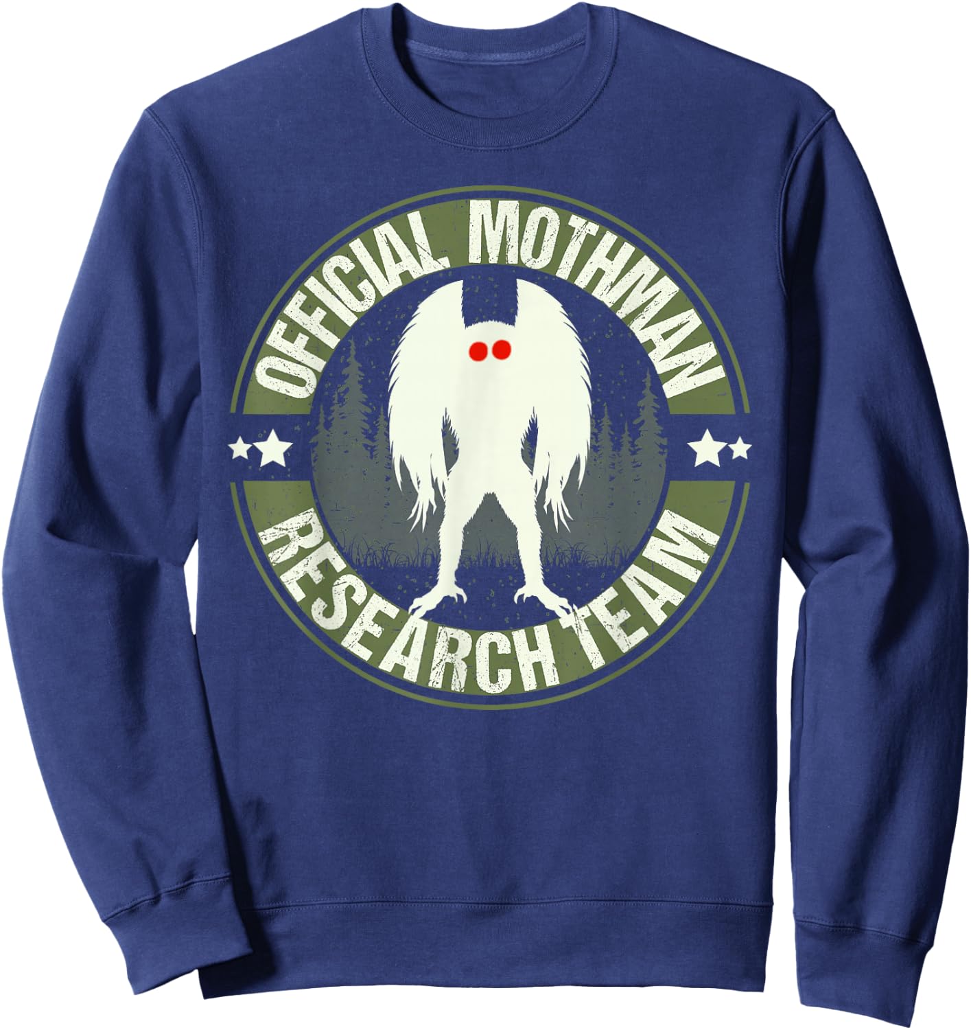 Mothman Research Team! Cool Cryptid Men Women Search Mothman Sweatshirt - Sweatshirt | Navy