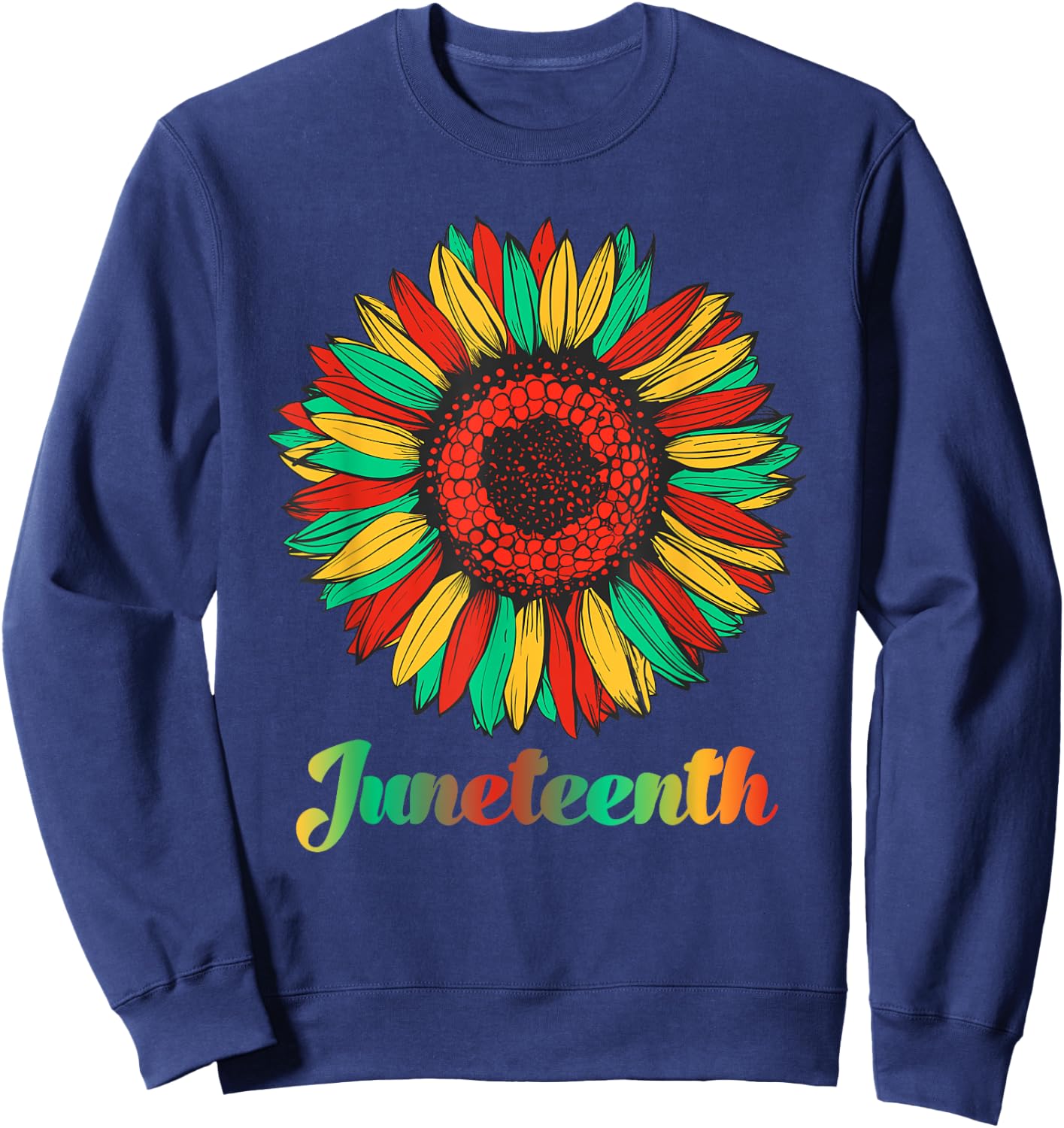 Sunflower Fist Juneteenth Black History African American Sweatshirt - Sweatshirt | Navy