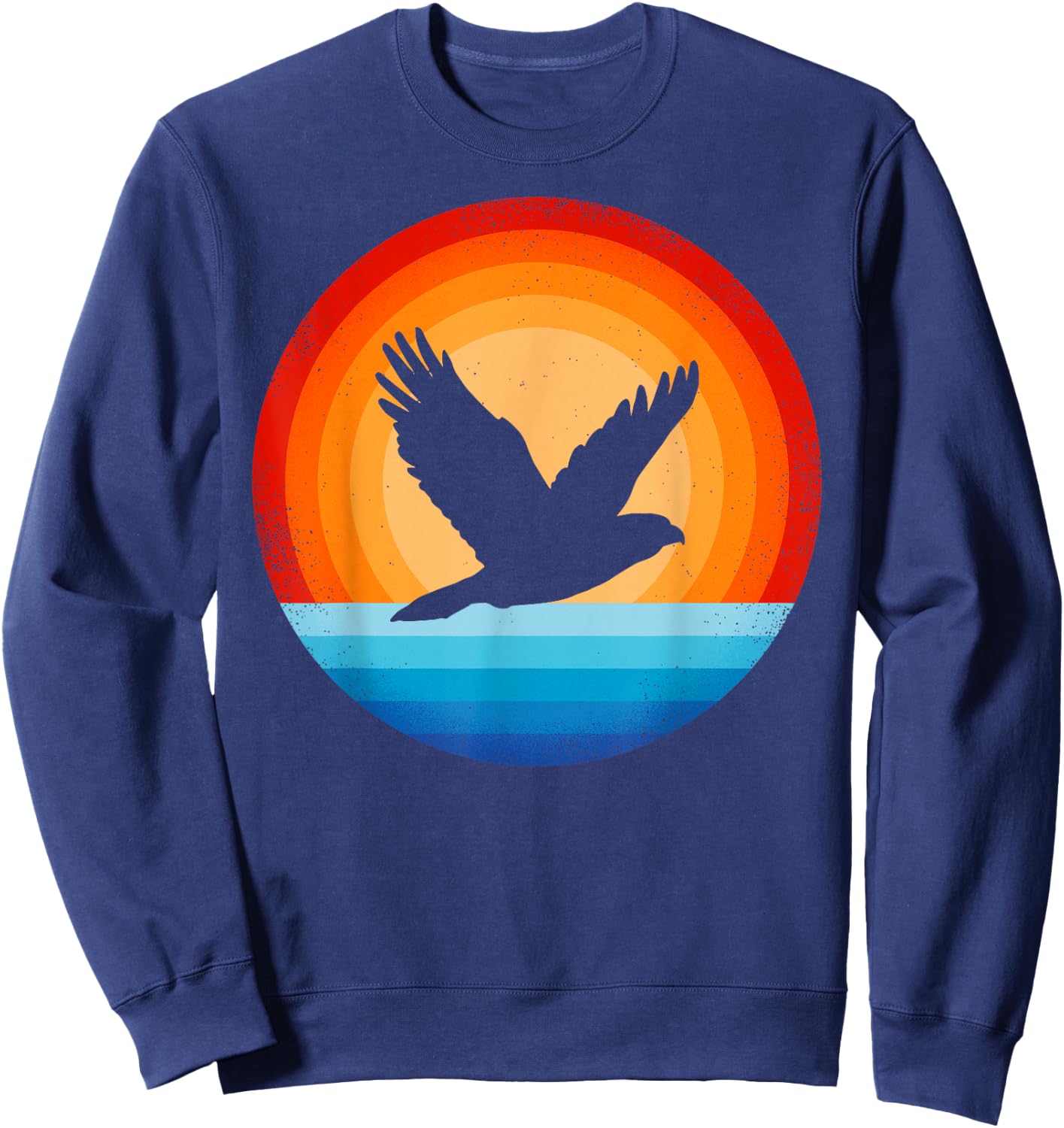 Hawk Retro Vintage 60s 70s Sunset Bird Lovers Men Women Sweatshirt - Sweatshirt | Navy