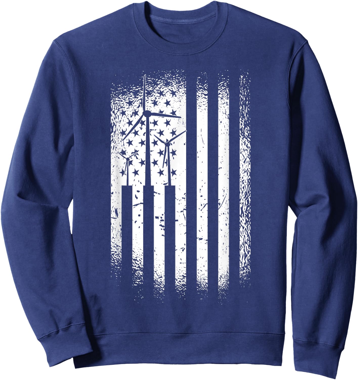 American US Flag Wind Turbine Sweatshirt - Sweatshirt | Navy
