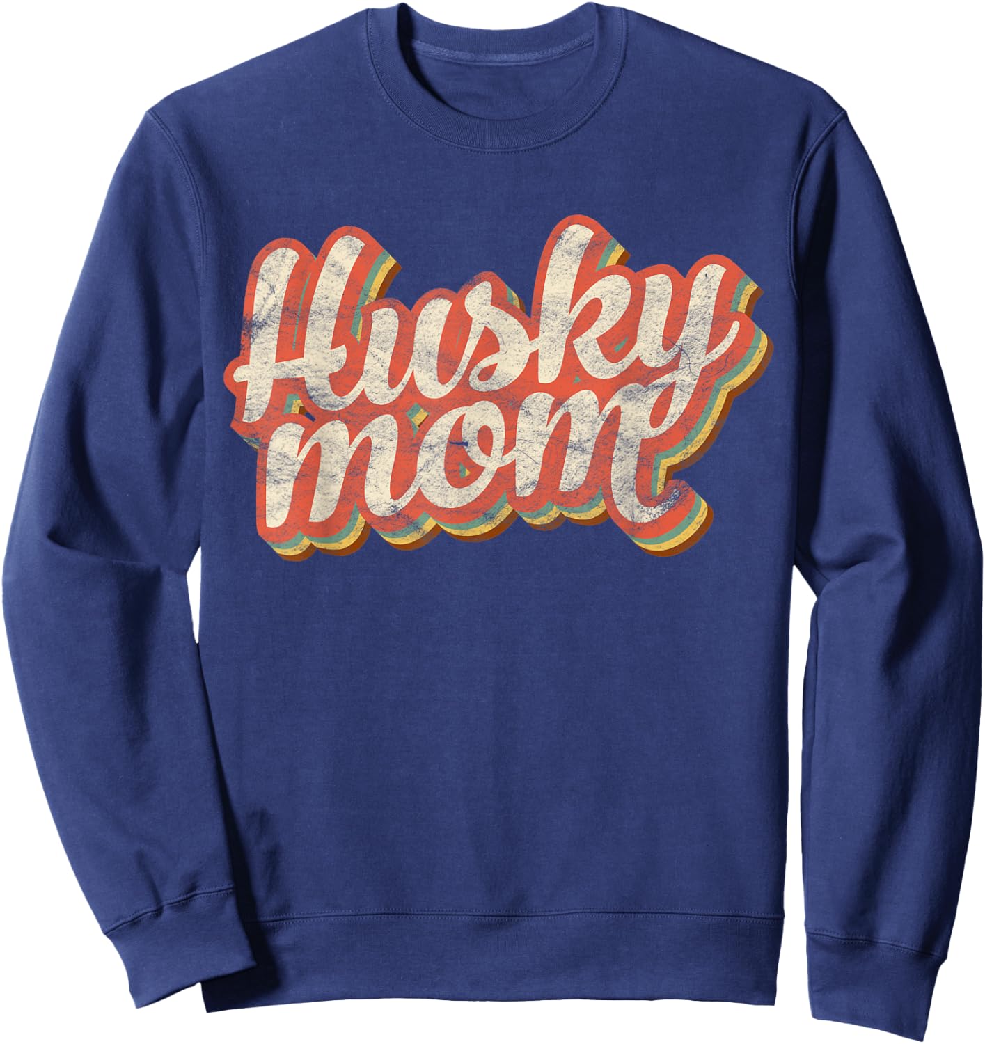 Vintage Husky Mom Gift Dog Lover Pet Siberian Huskies Mama Men Women Kids Sweatshirt - Sweatshirt | Navy
