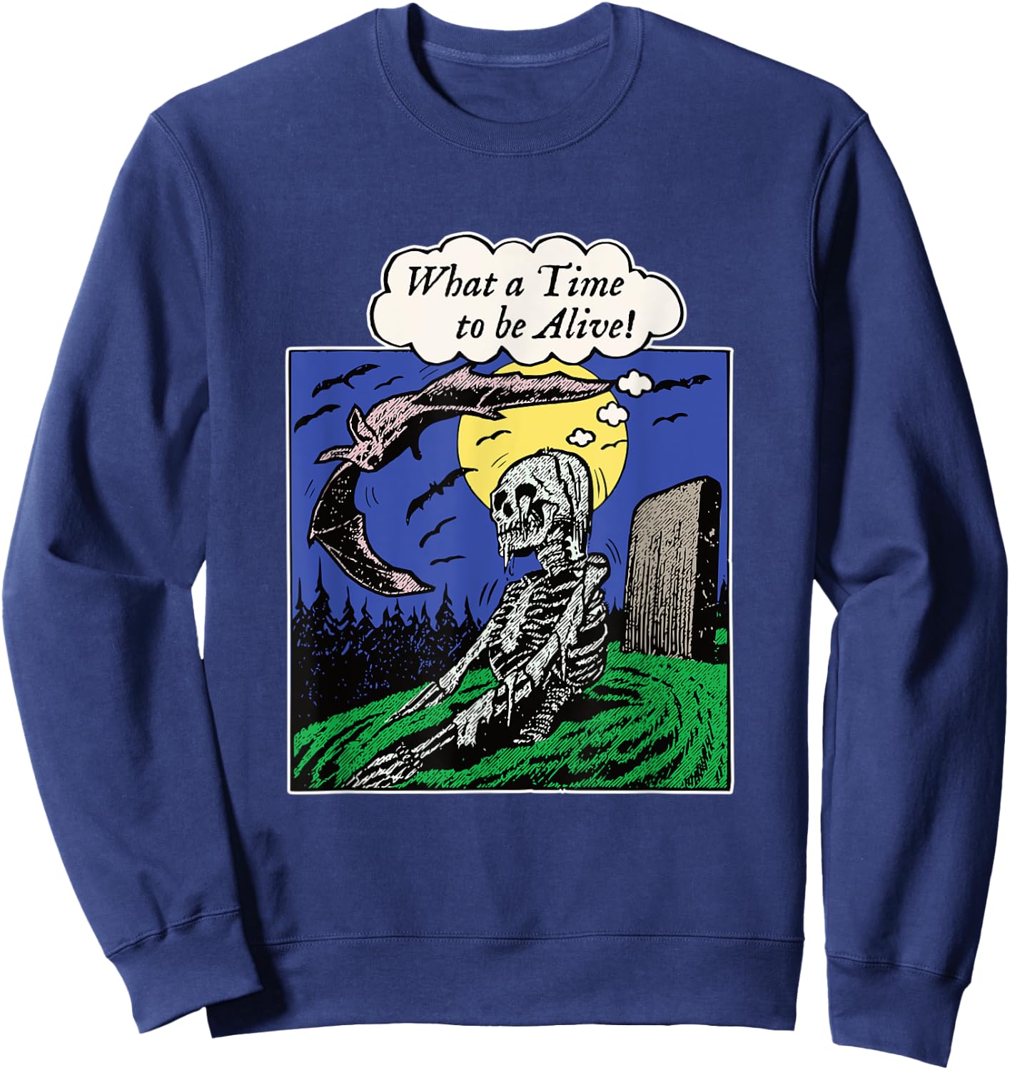 Funny Zombie Rising from Dead Vintage Horror Halloween Sweatshirt - Sweatshirt | Navy