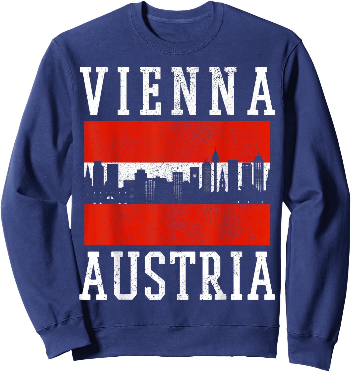 Vienna Skyline Austria Flag Vienna Austria Souvenir Sweatshirt - Sweatshirt | Navy