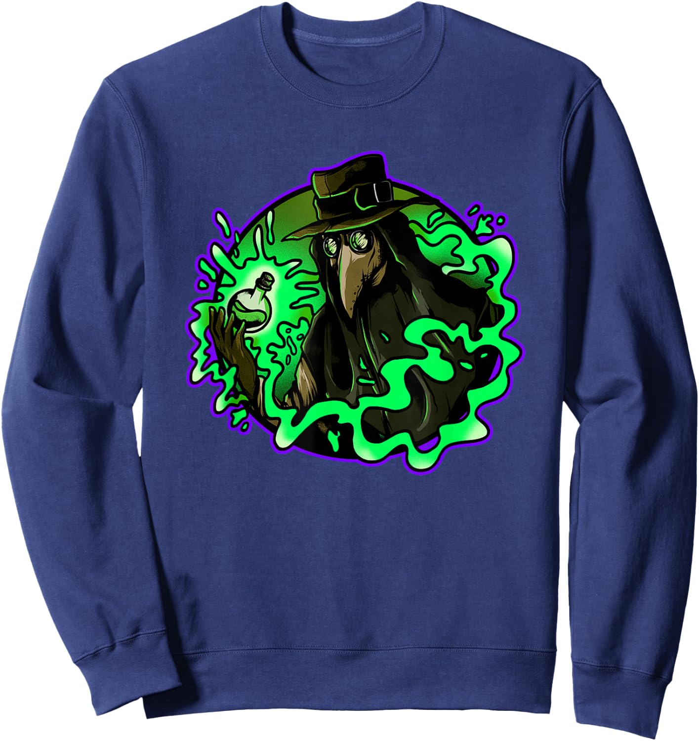 Plague Doctor Poison Medieval Gothic Raven Steampunk Grunge Sweatshirt - Sweatshirt | Navy