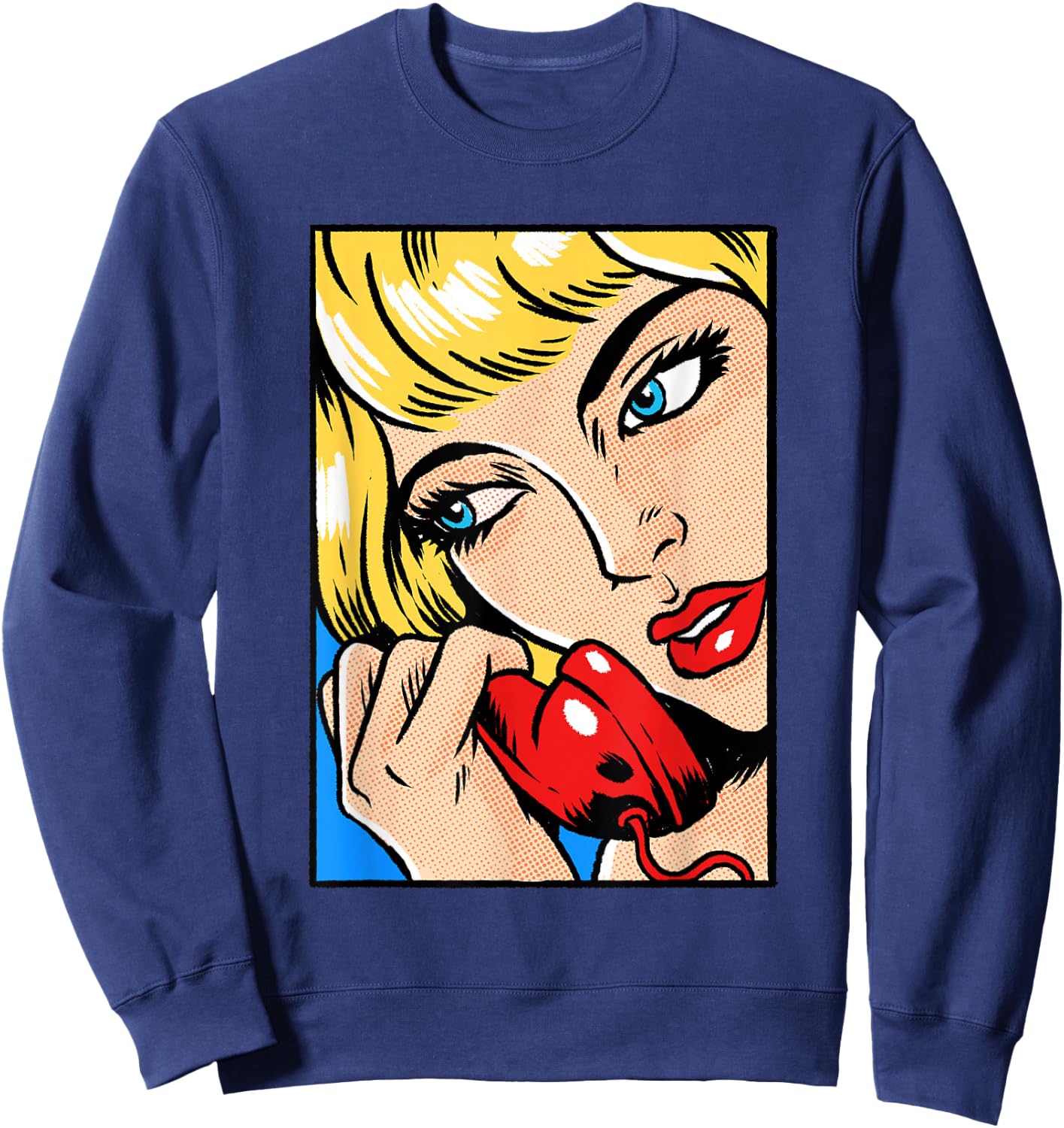 Suspicious Women Pop Art Comic Book Popular Culture Artist Sweatshirt - Sweatshirt | Navy
