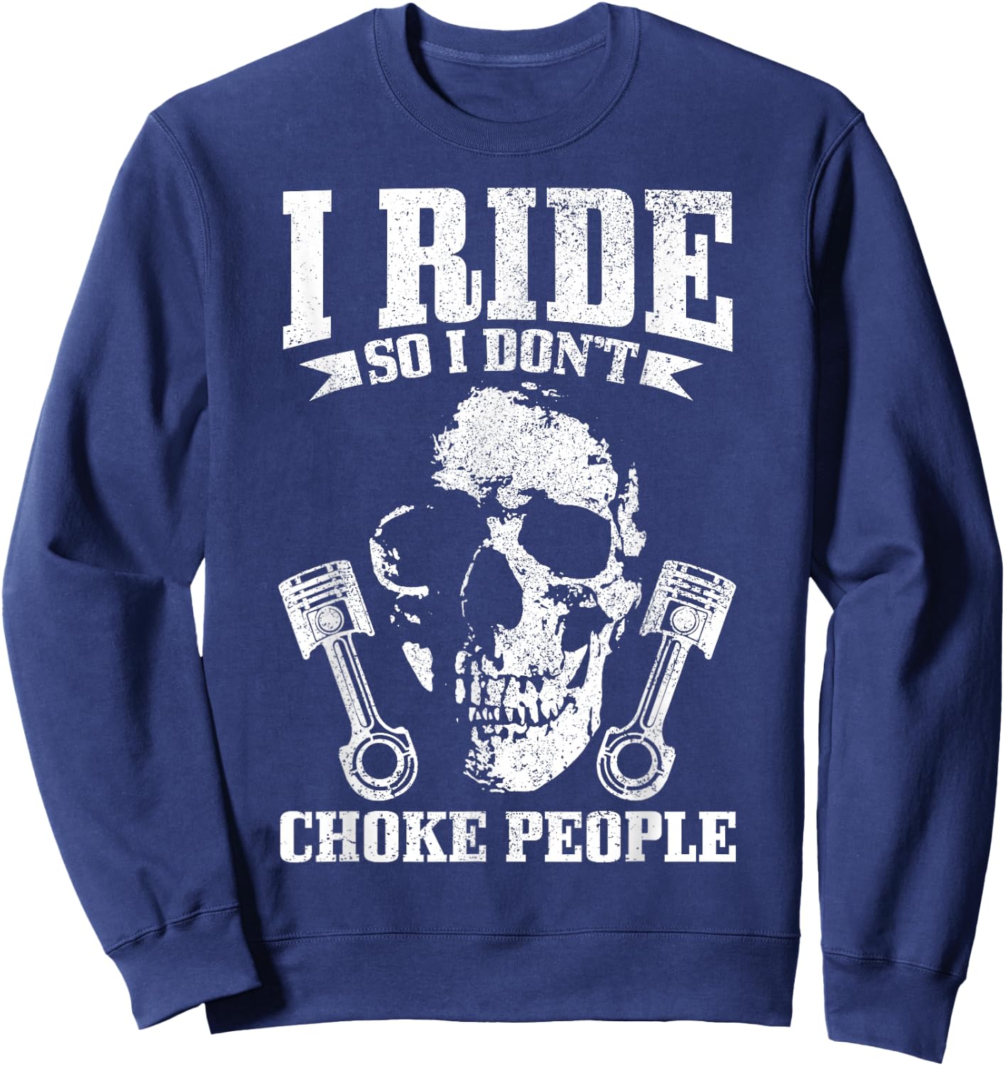 Biker Vintage Skull Motorcycle Funny Biker Sweatshirt - Sweatshirt | Navy