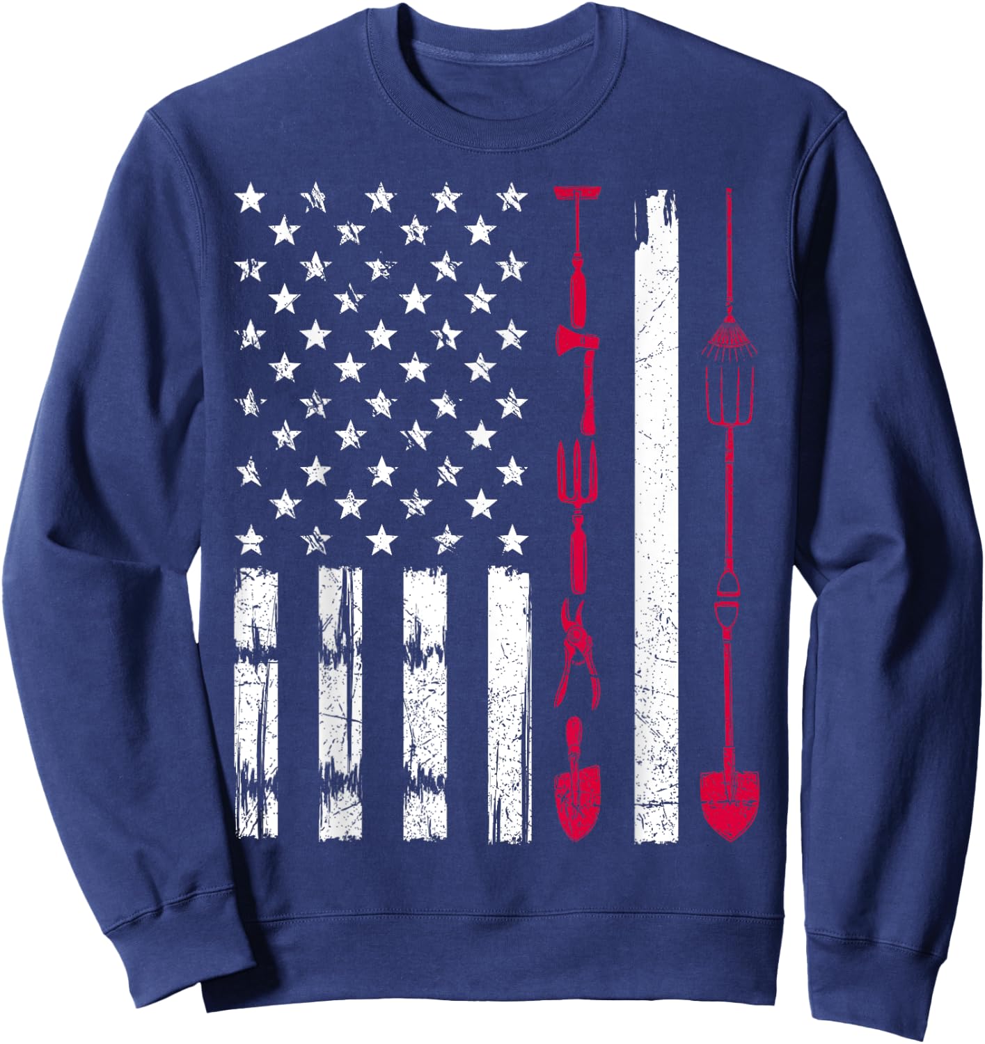 USA Gardening Flag Proud American Gardener Patriotic Retro Sweatshirt - Sweatshirt | Navy