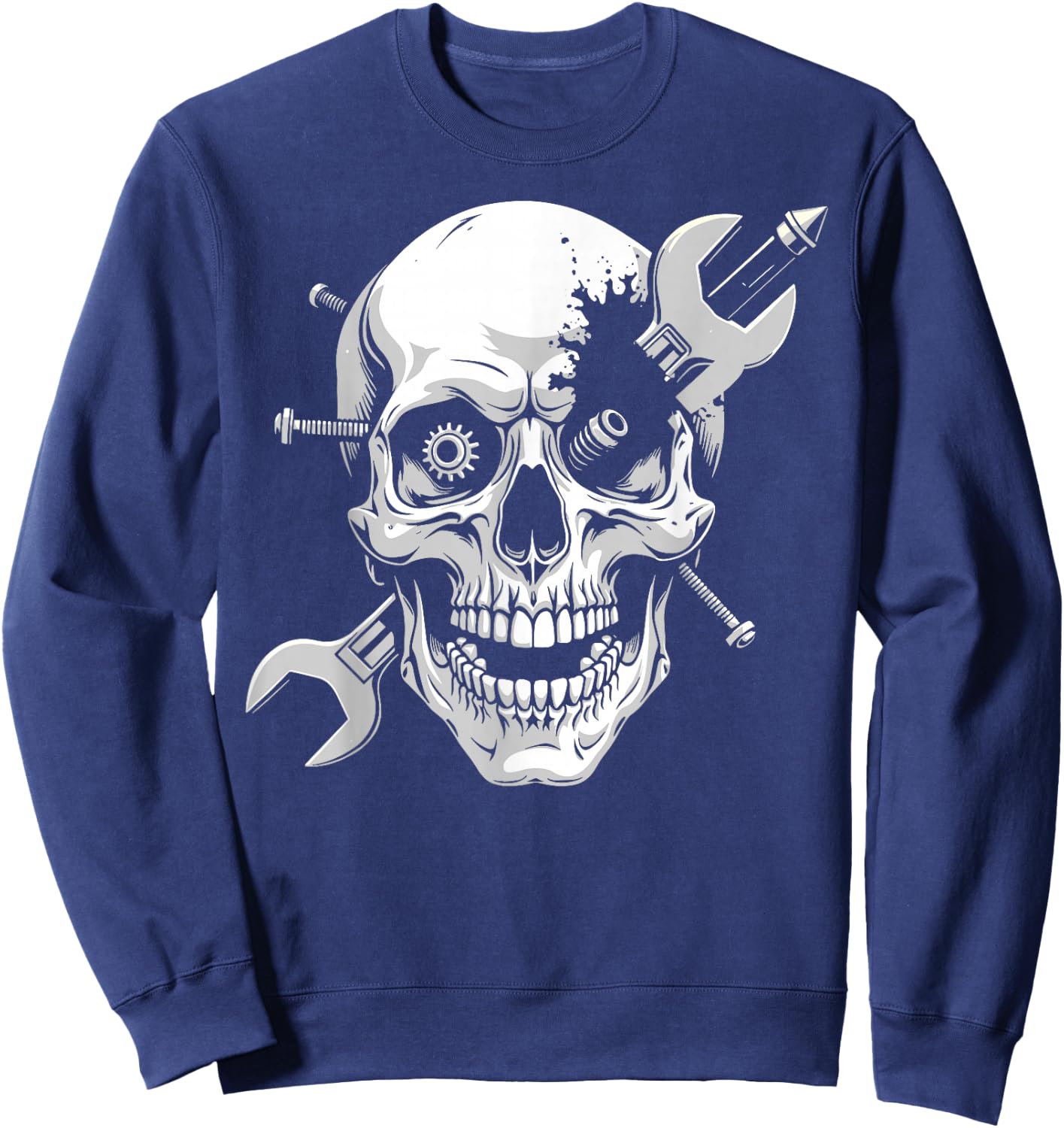 Skull mechanic wrench screw mechanic gifts Sweatshirt - Sweatshirt | Navy