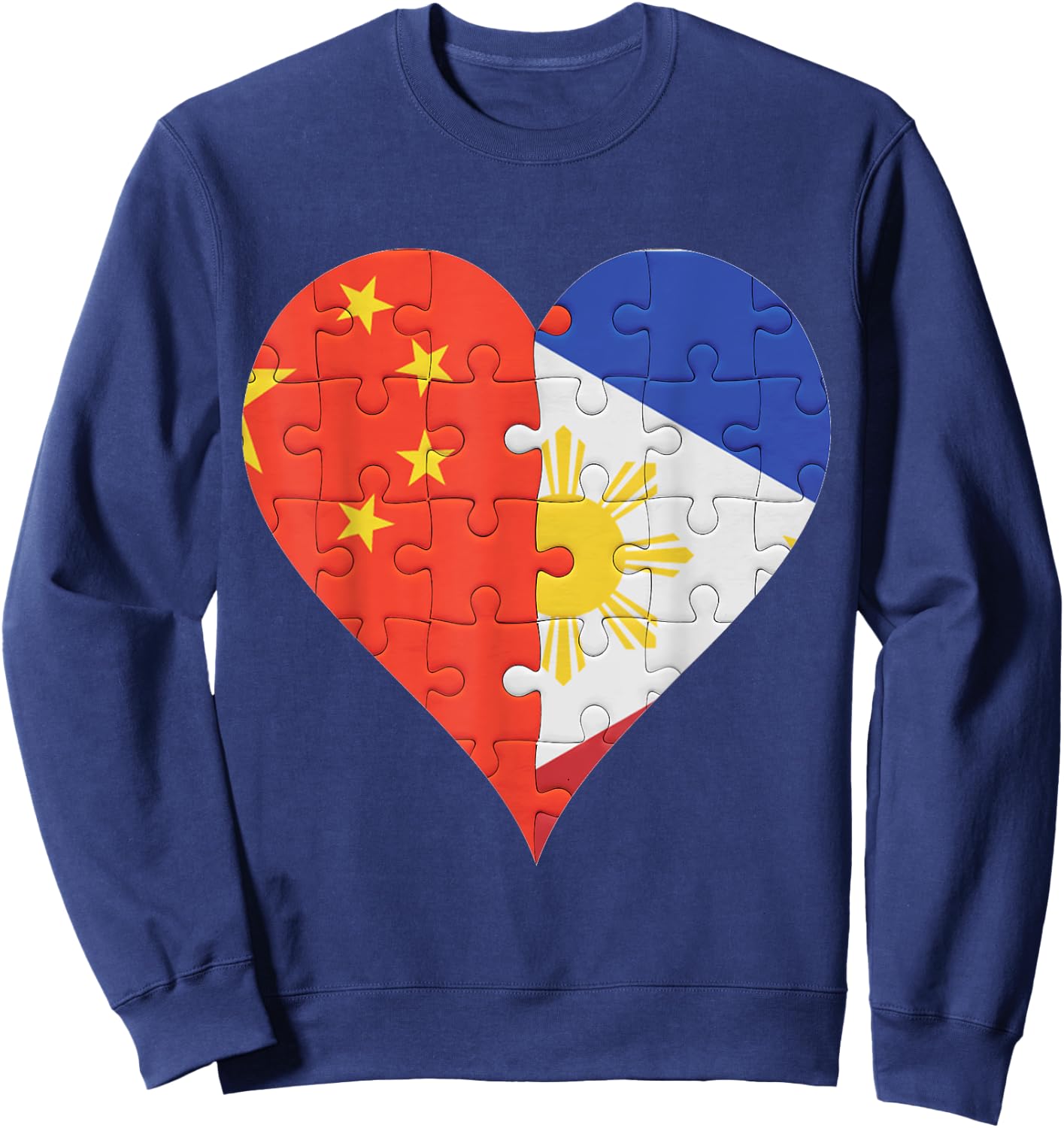 Chinese Filipino Flag Heart Sweatshirt - Sweatshirt | Navy