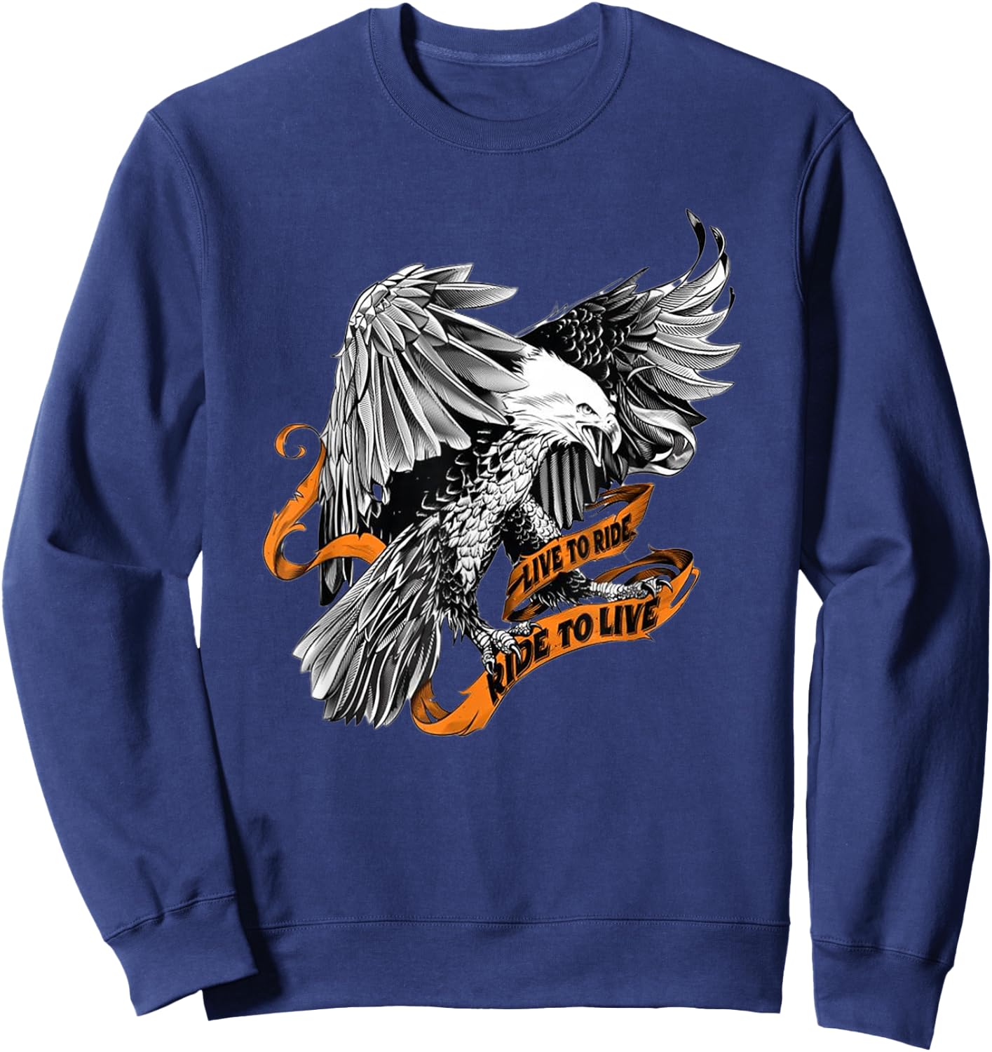 US Eagle, biker, live to ride ride to live Sweatshirt - Sweatshirt | Navy