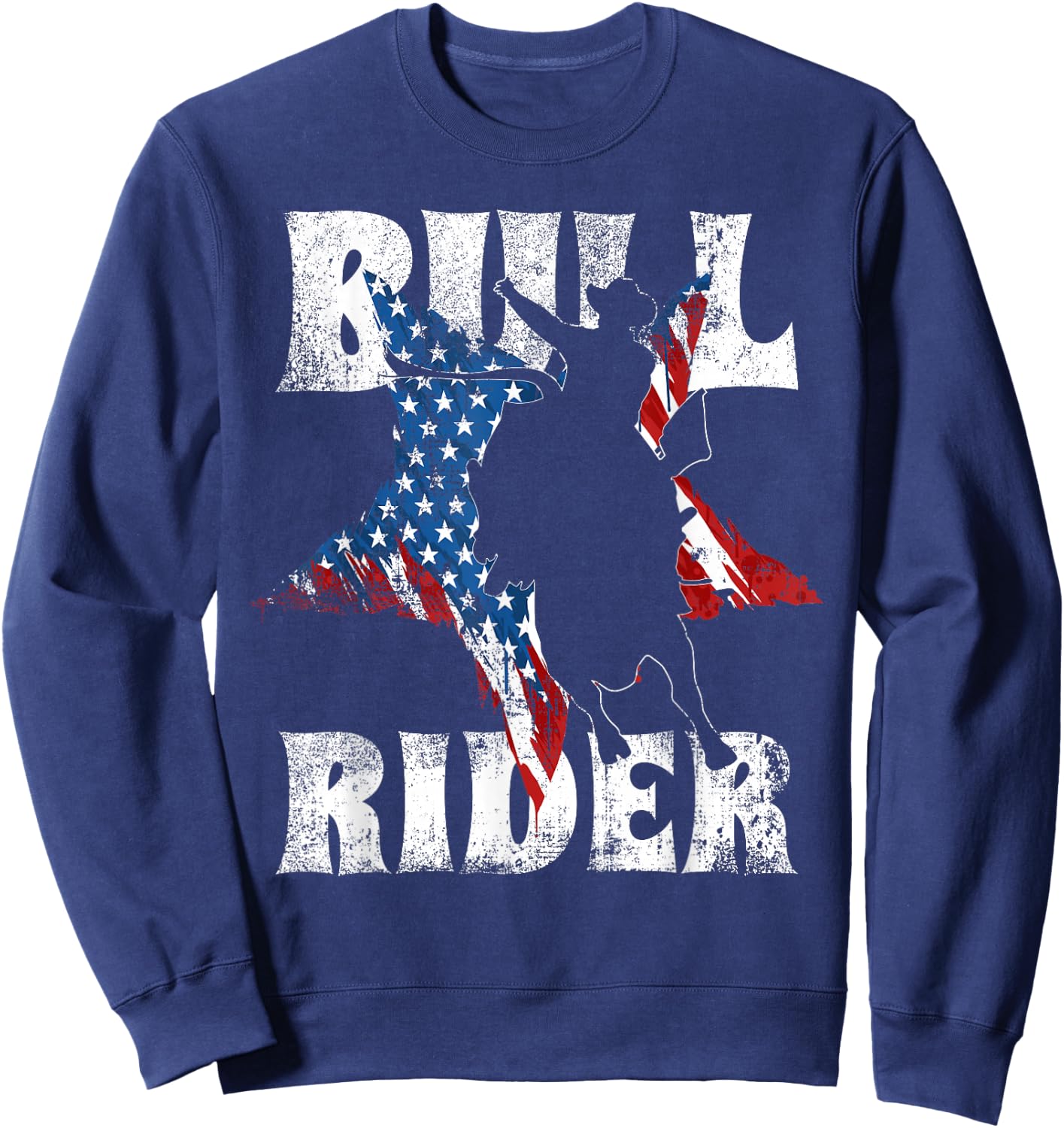 Western Bull Rider US Flag for American Bull Riding Chaps Sweatshirt - Sweatshirt | Navy
