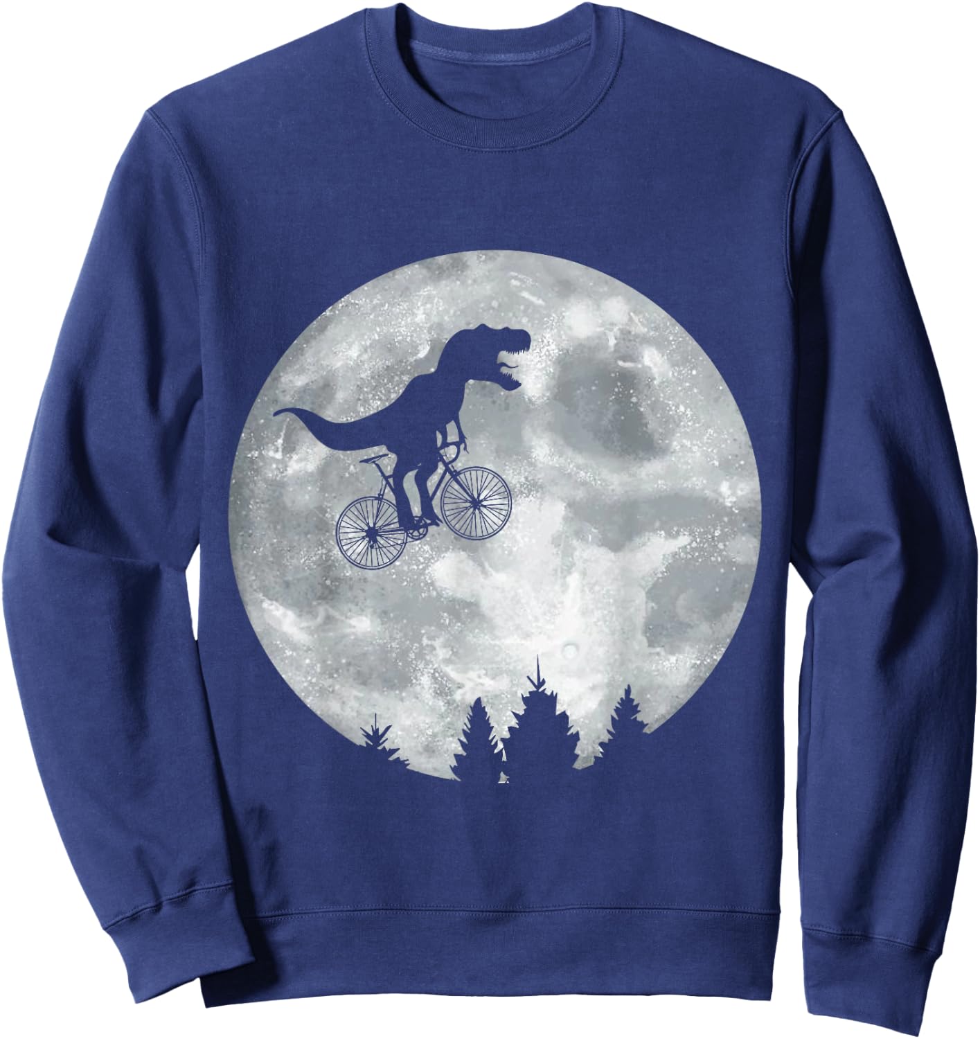 Dino Trex Riding Moon Bike Halloween Lunar Cycling Sweatshirt - Sweatshirt | Navy