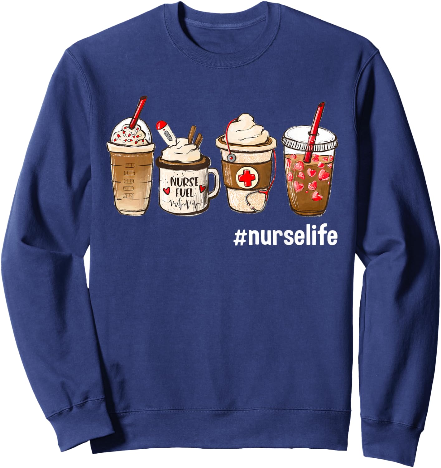 Nurse Life Funny Coffee Nurses Fuel Registered Nurse Medical Sweatshirt - Sweatshirt | Navy